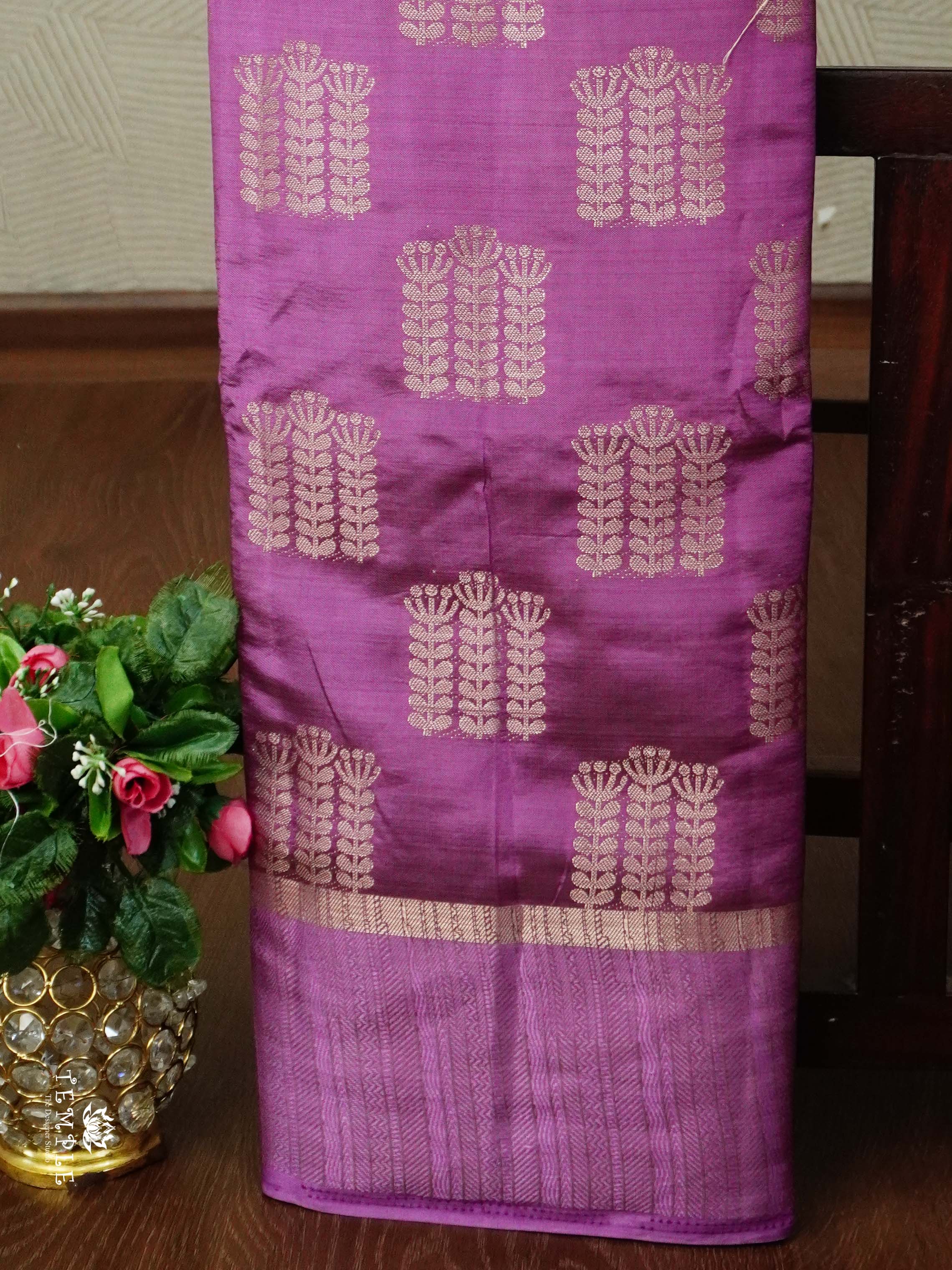 Tussar Silk Saree With Satin Border(Onion Pink) | TTDS2555