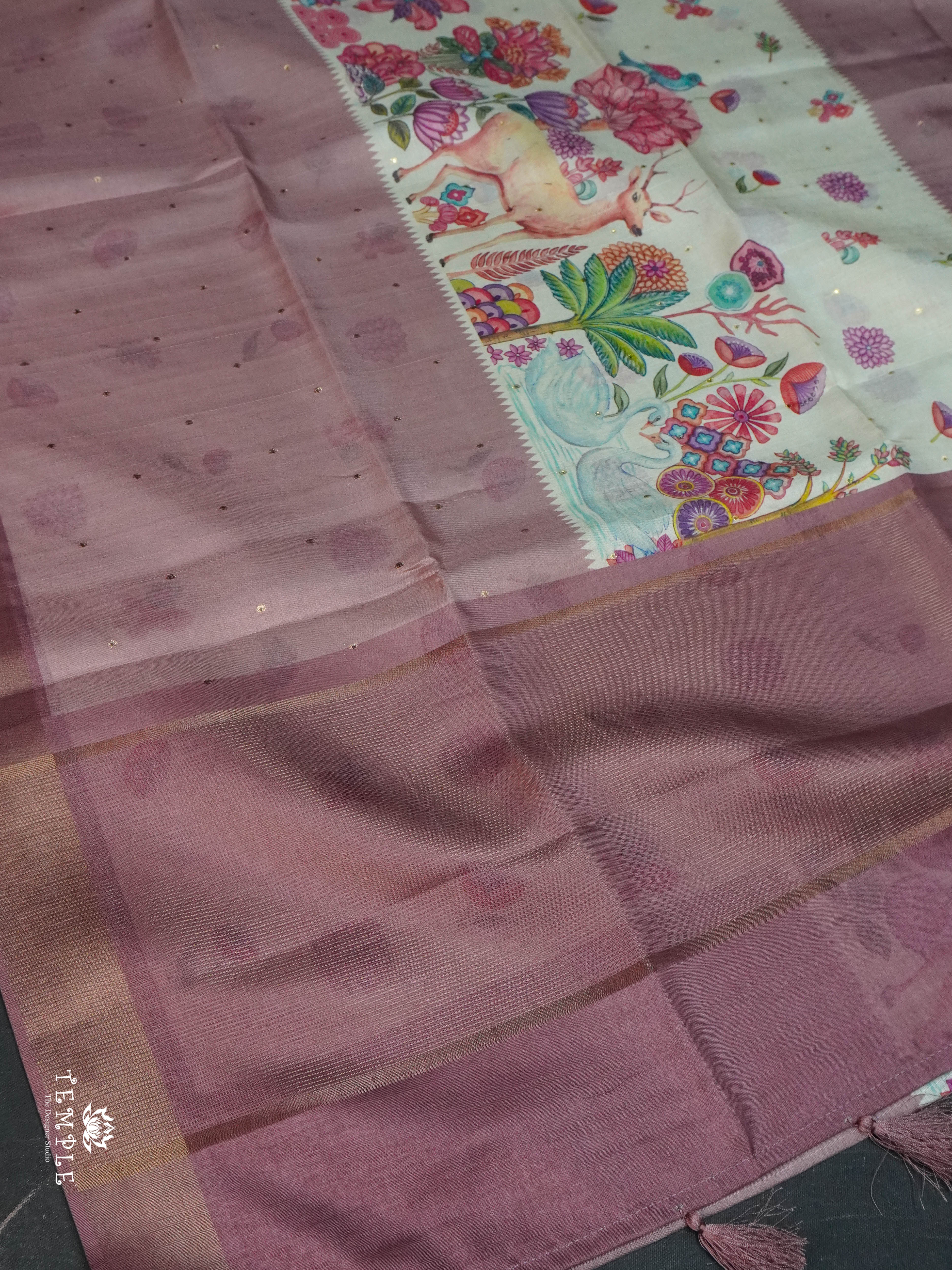 Printed Tussar Saree | TTDS1573 | Pongal Fest