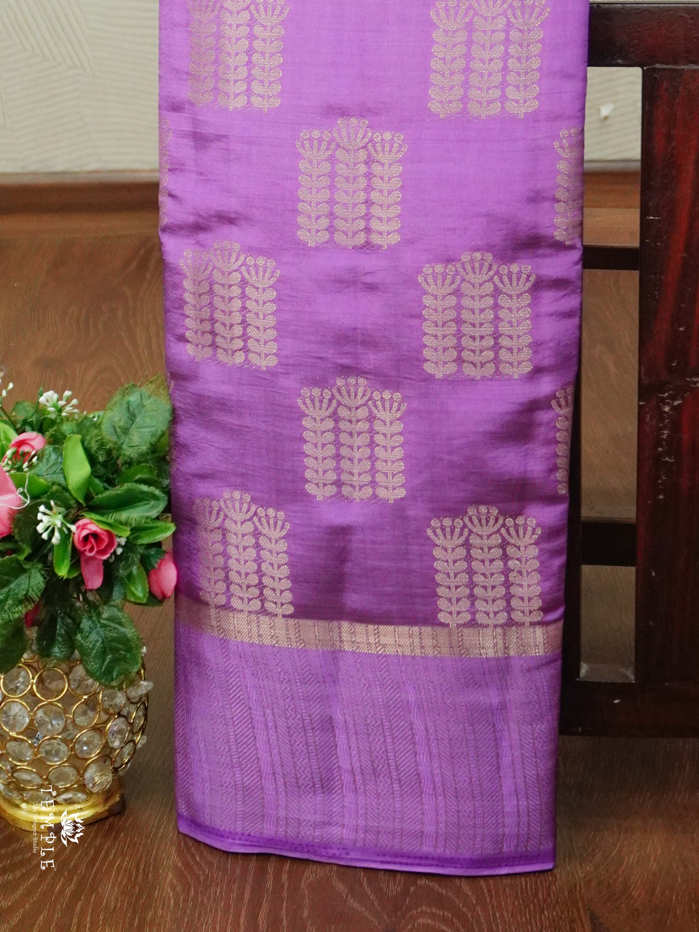 Tussar Silk Saree With Satin Border(Lavender) | TTDS2555