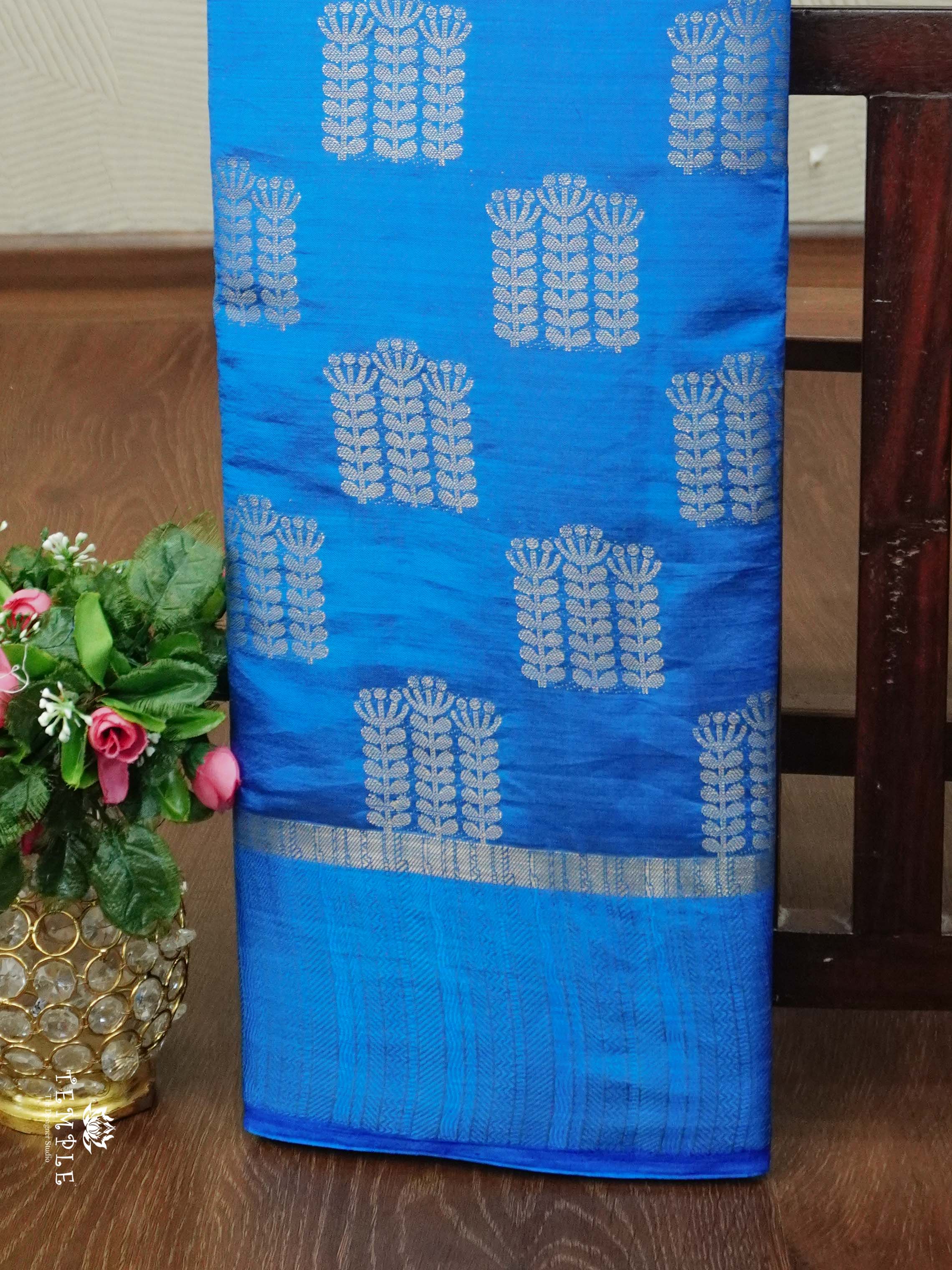 Tussar Silk Saree With Satin Border(Sky Blue) | TTDS2555
