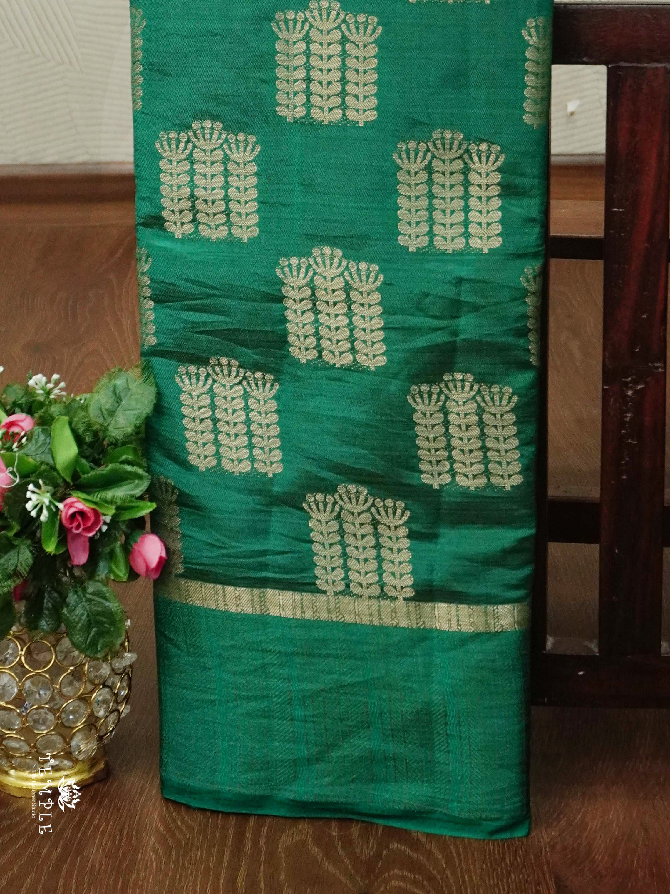 Tussar Silk Saree With Satin Border(Green) | TTDS2555