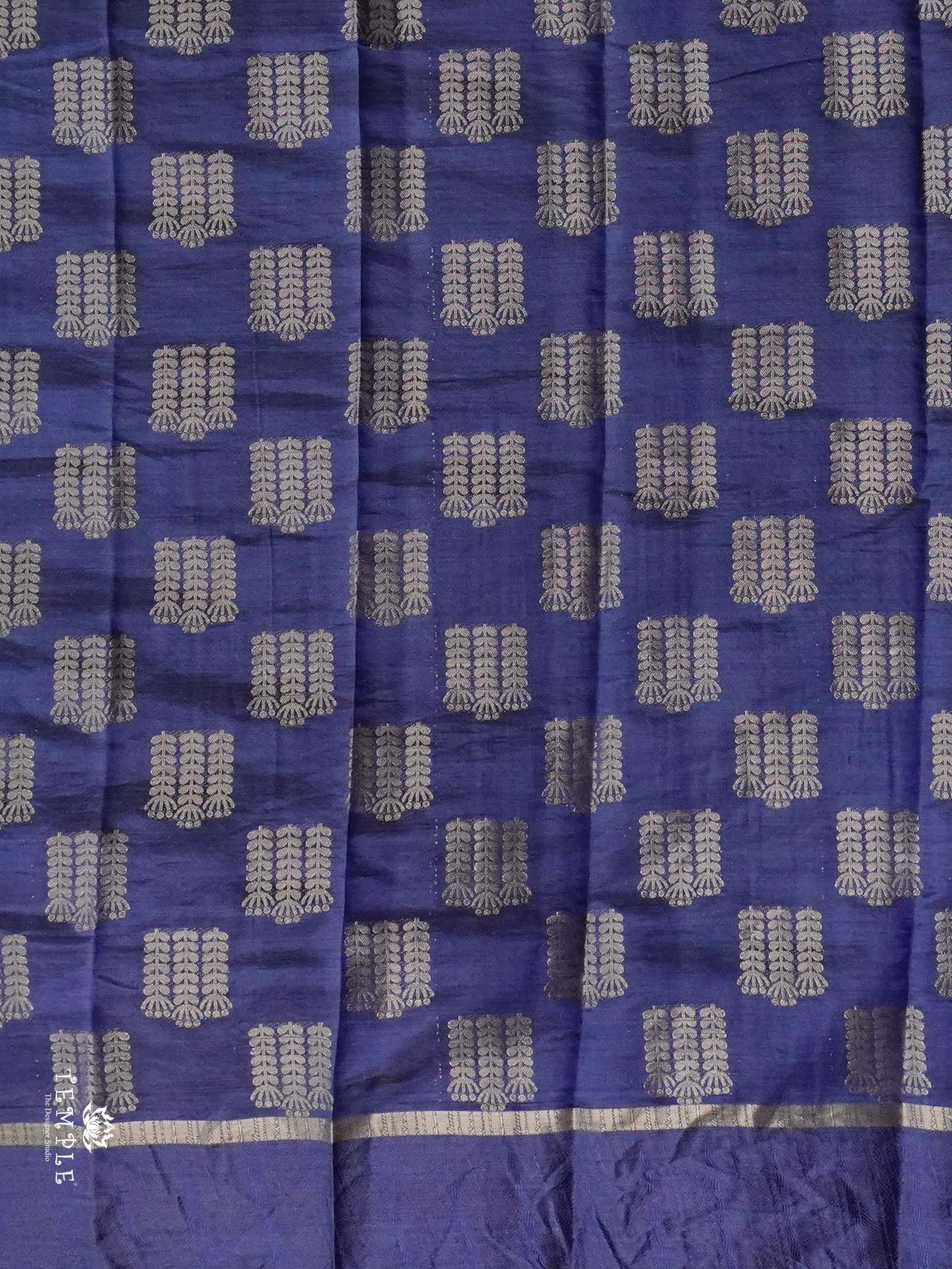 Tussar Silk Saree With Satin Border(Navy Blue) | TTDS2555