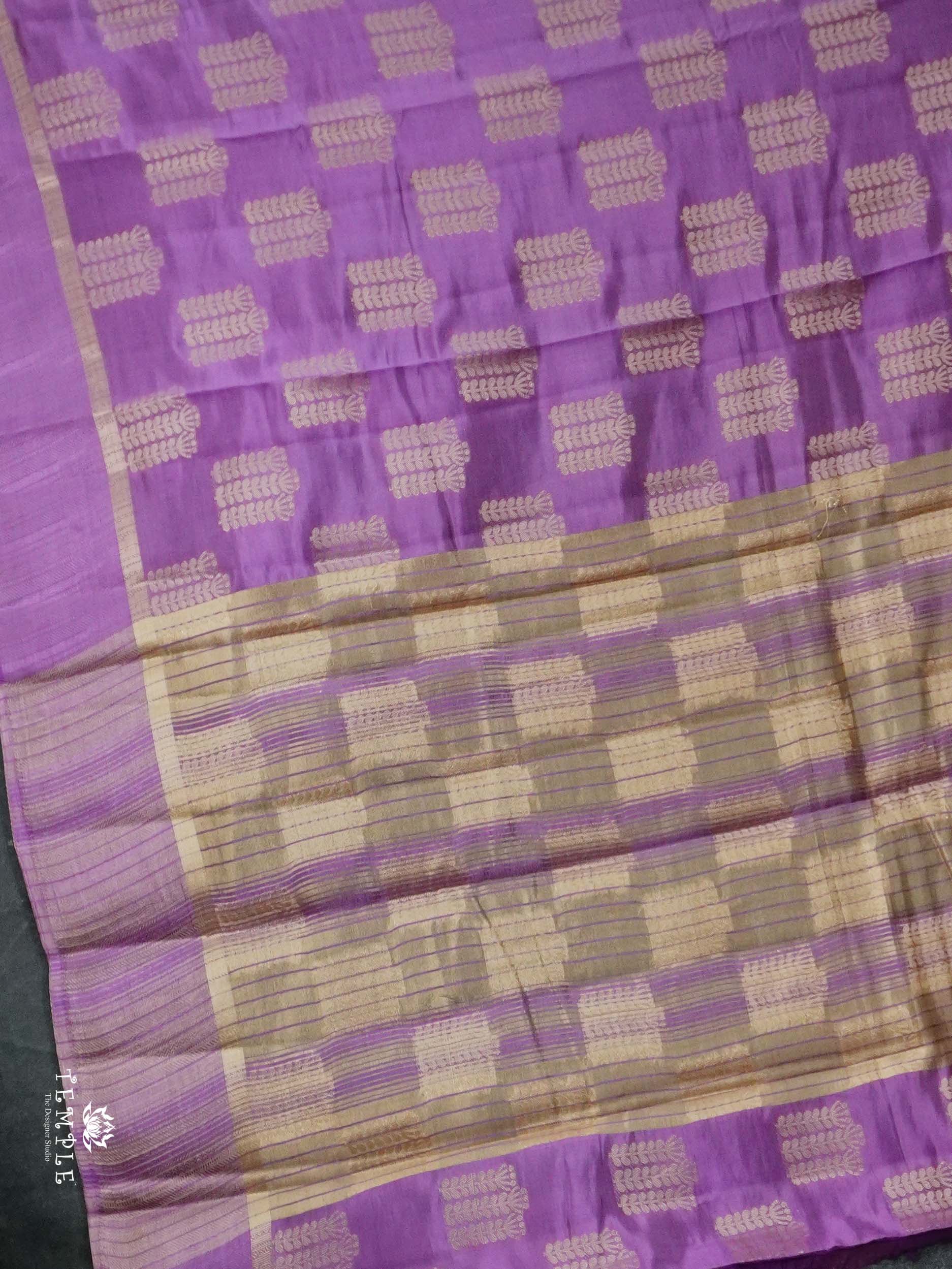 Tussar Silk Saree With Satin Border(Lavender) | TTDS2555
