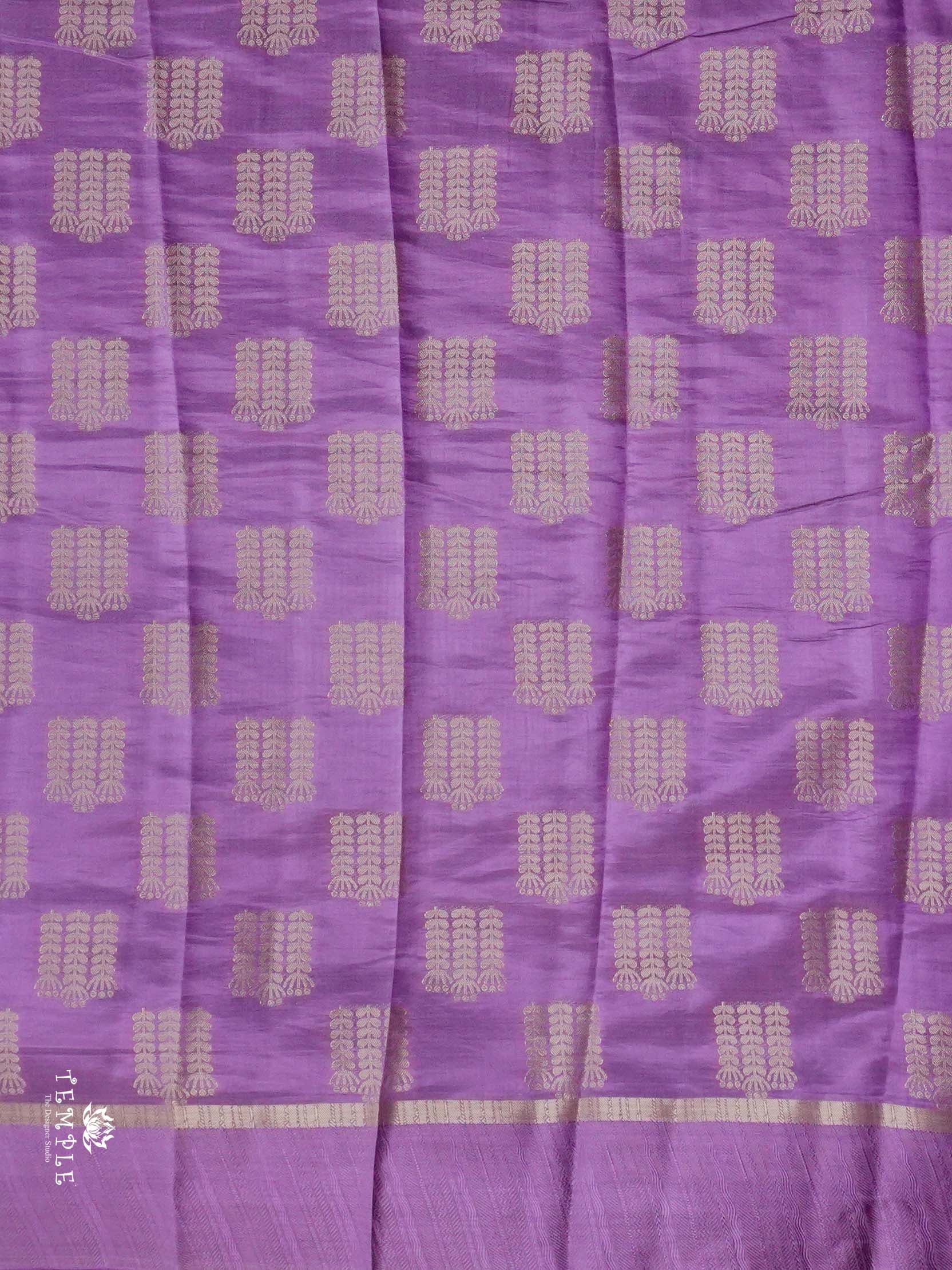 Tussar Silk Saree With Satin Border(Lavender) | TTDS2555