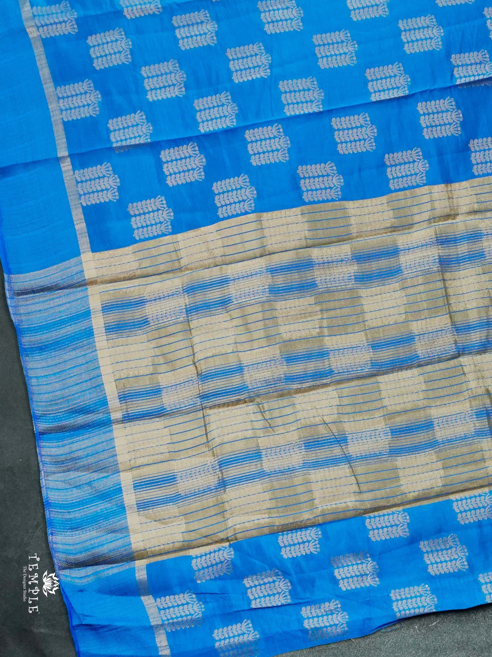 Tussar Silk Saree With Satin Border(Sky Blue) | TTDS2555