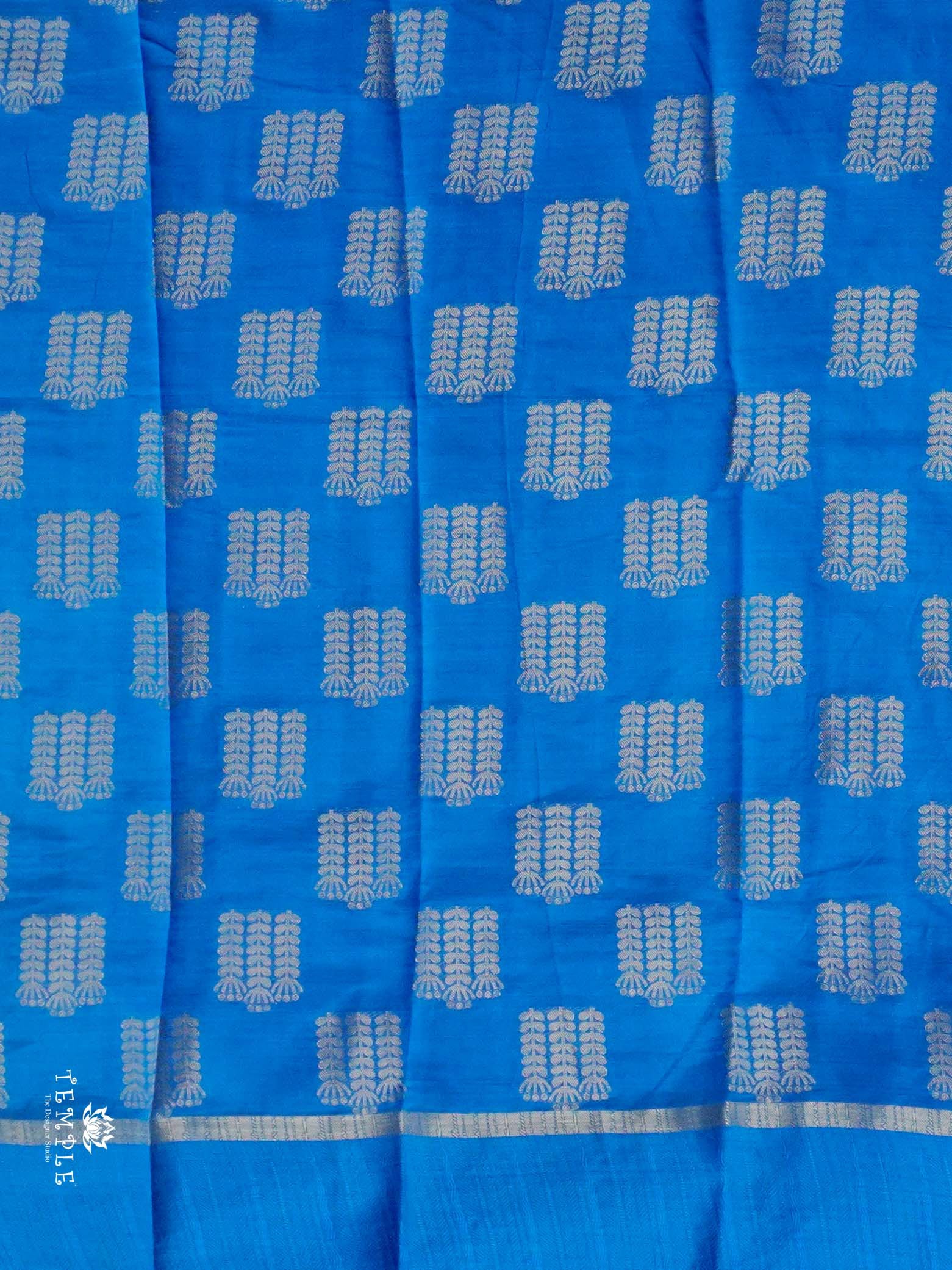 Tussar Silk Saree With Satin Border(Sky Blue) | TTDS2555