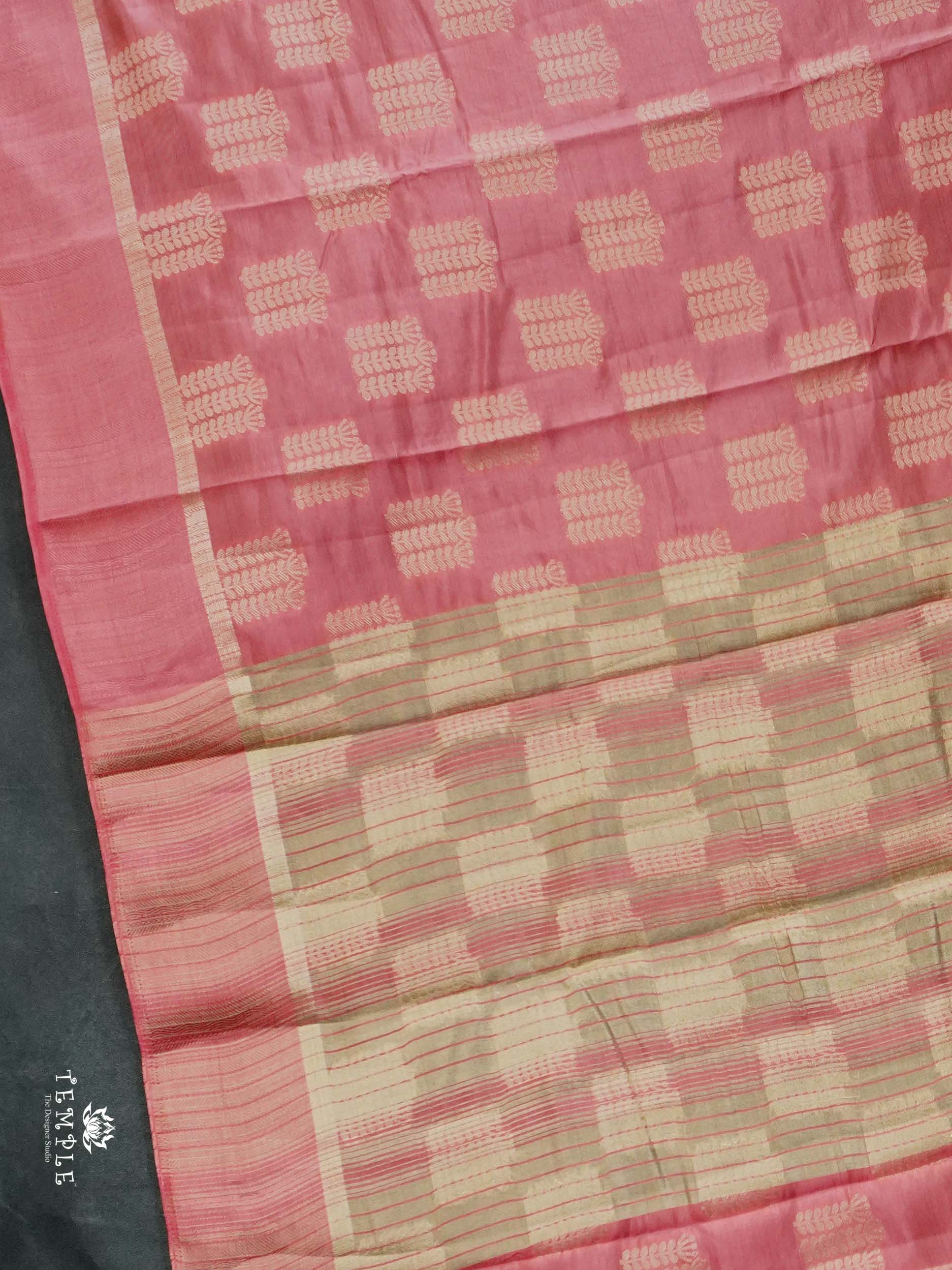 Tussar Silk Saree With Satin Border(Peach) | TTDS2555