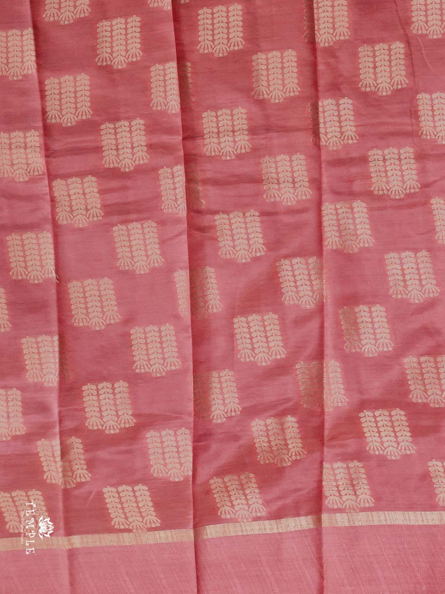 Tussar Silk Saree With Satin Border(Peach) | TTDS2555