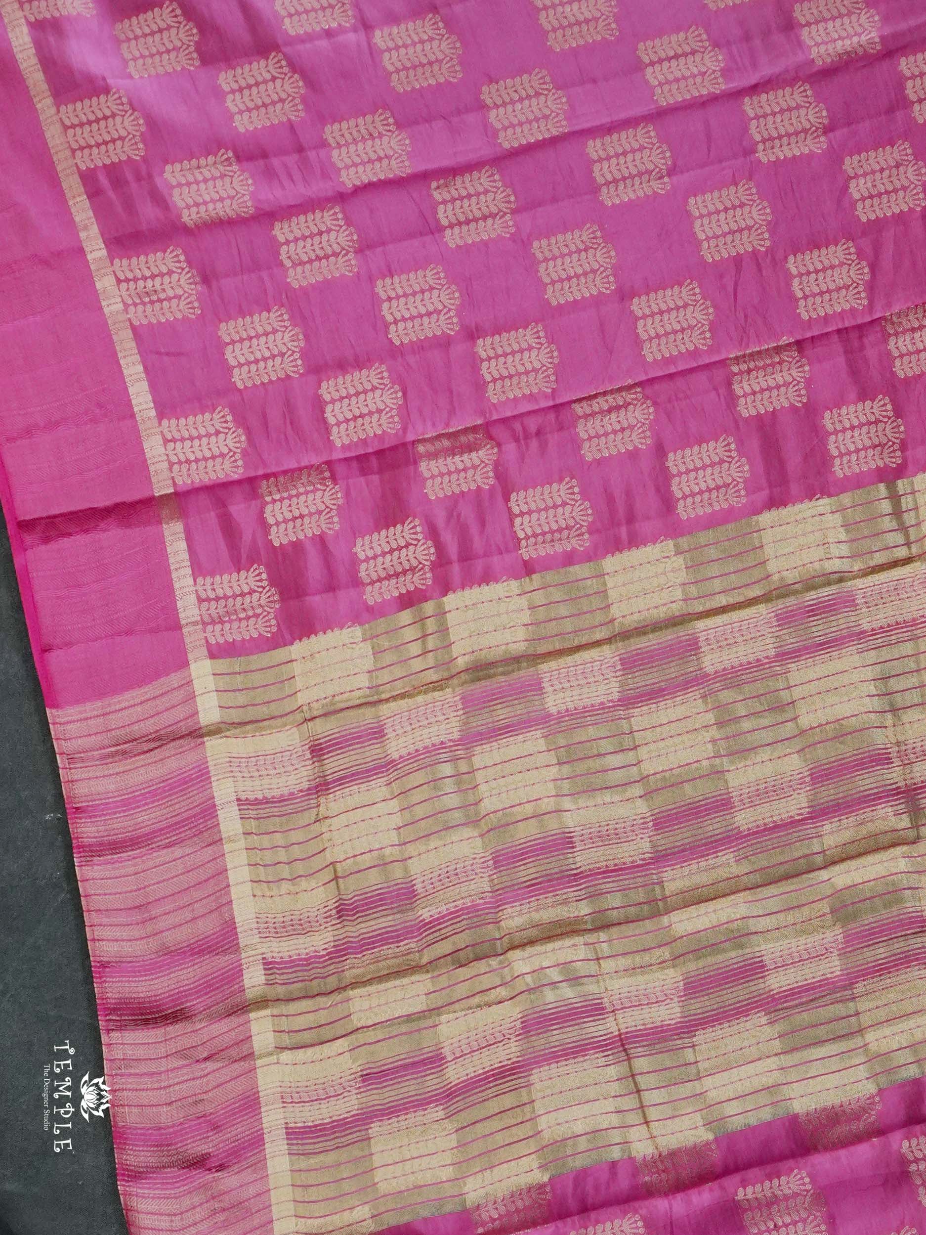 Tussar Silk Saree With Satin Border(Pink) | TTDS2555