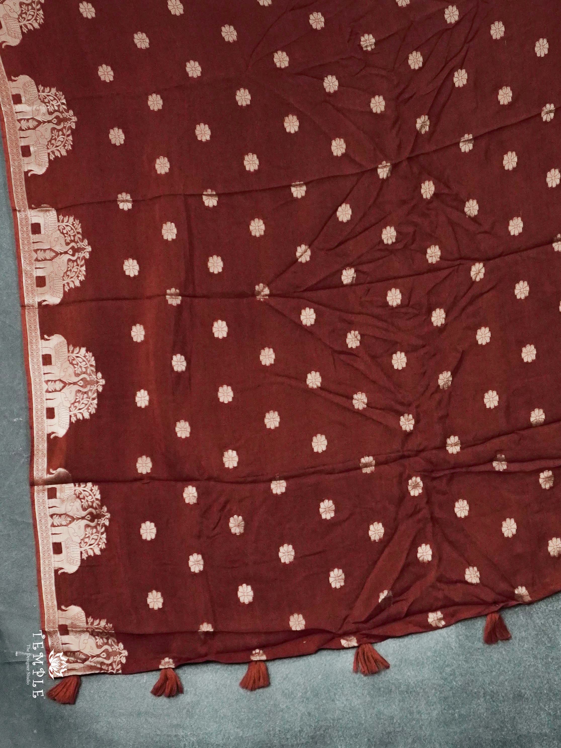 Khadi Silk Saree With Elephant Motifs | TTDS2542