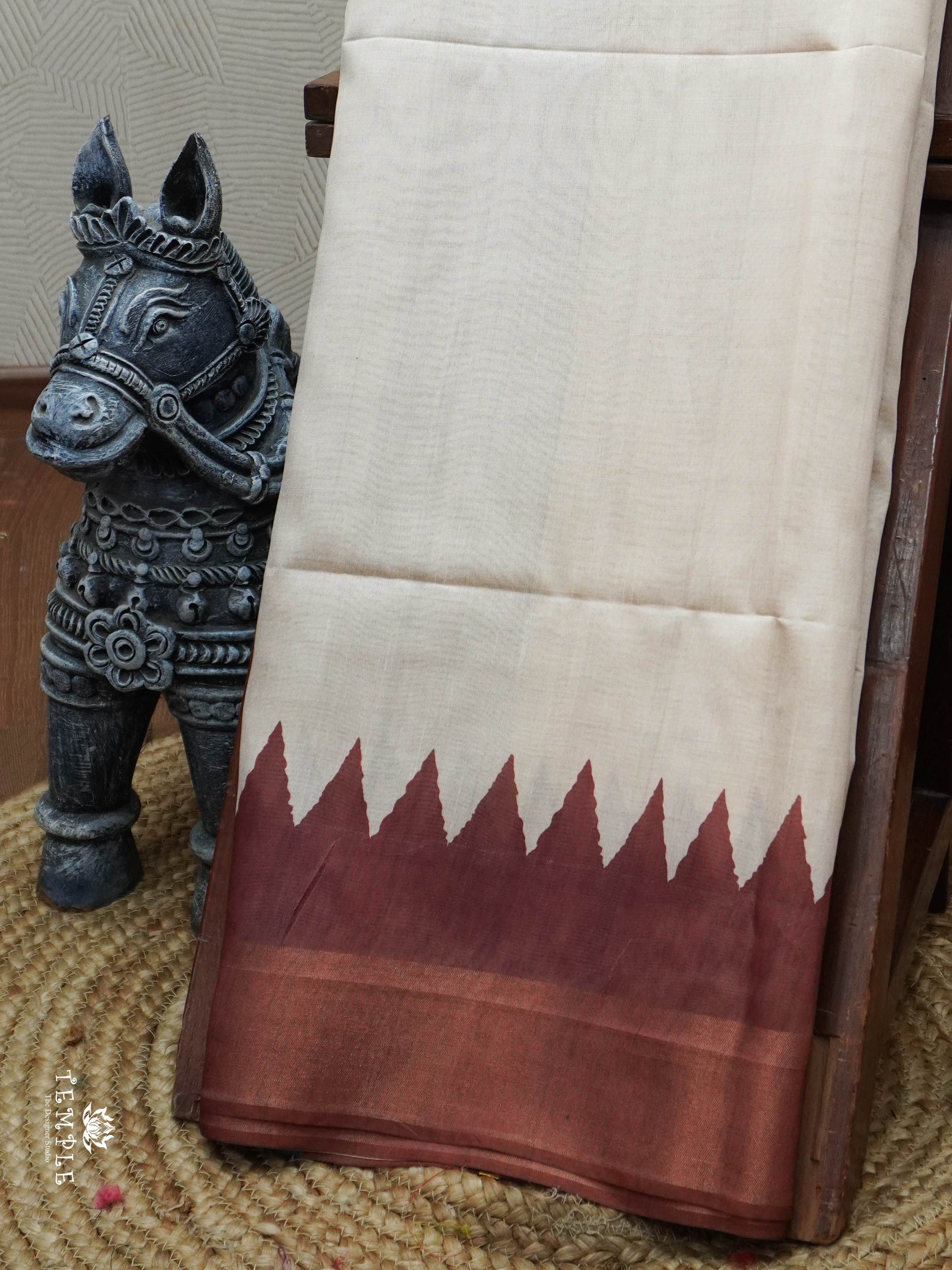 Tussar Saree With Temple Border | TTDS3030