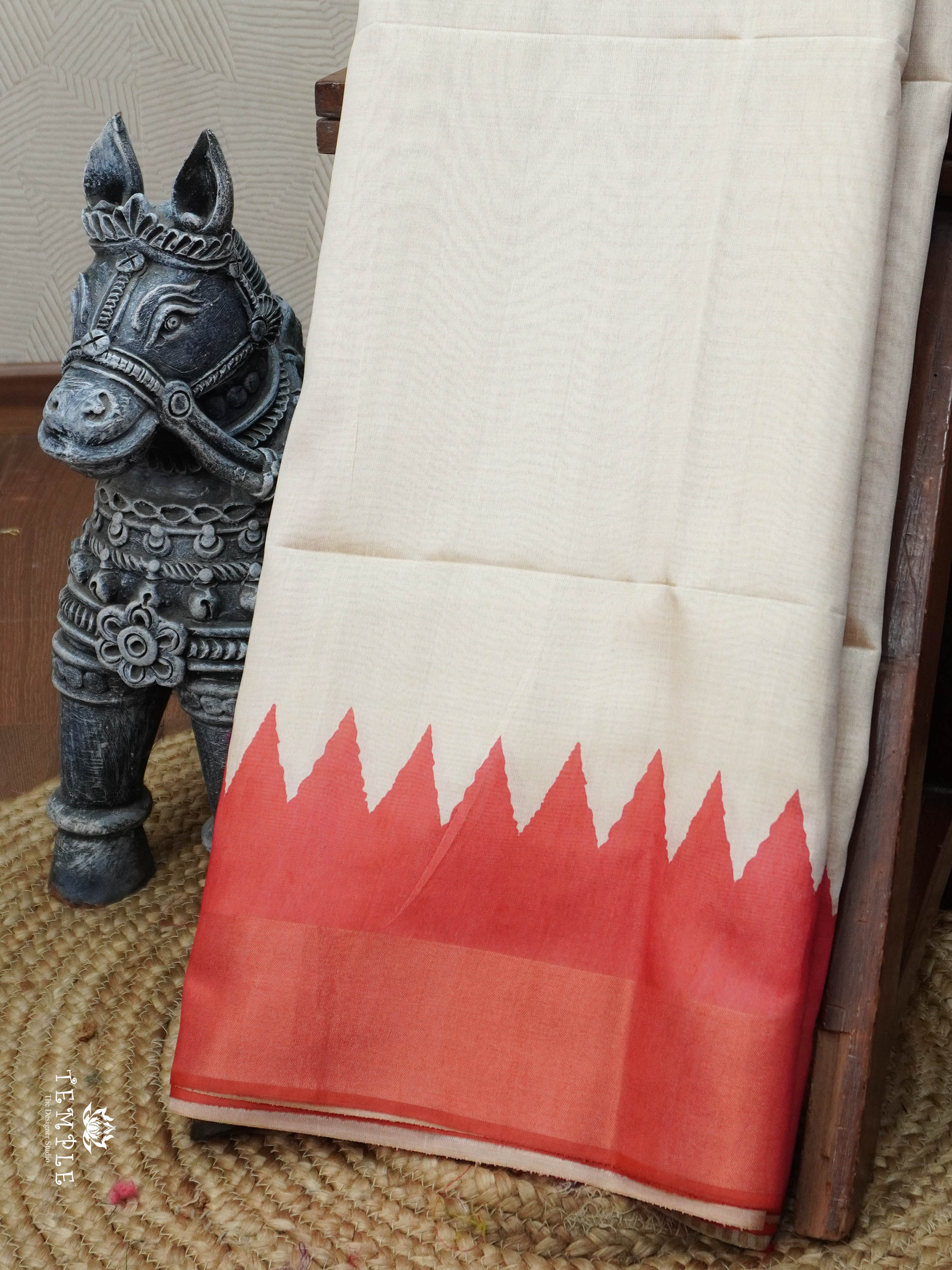 Tussar Saree With Temple Border | TTDS3030