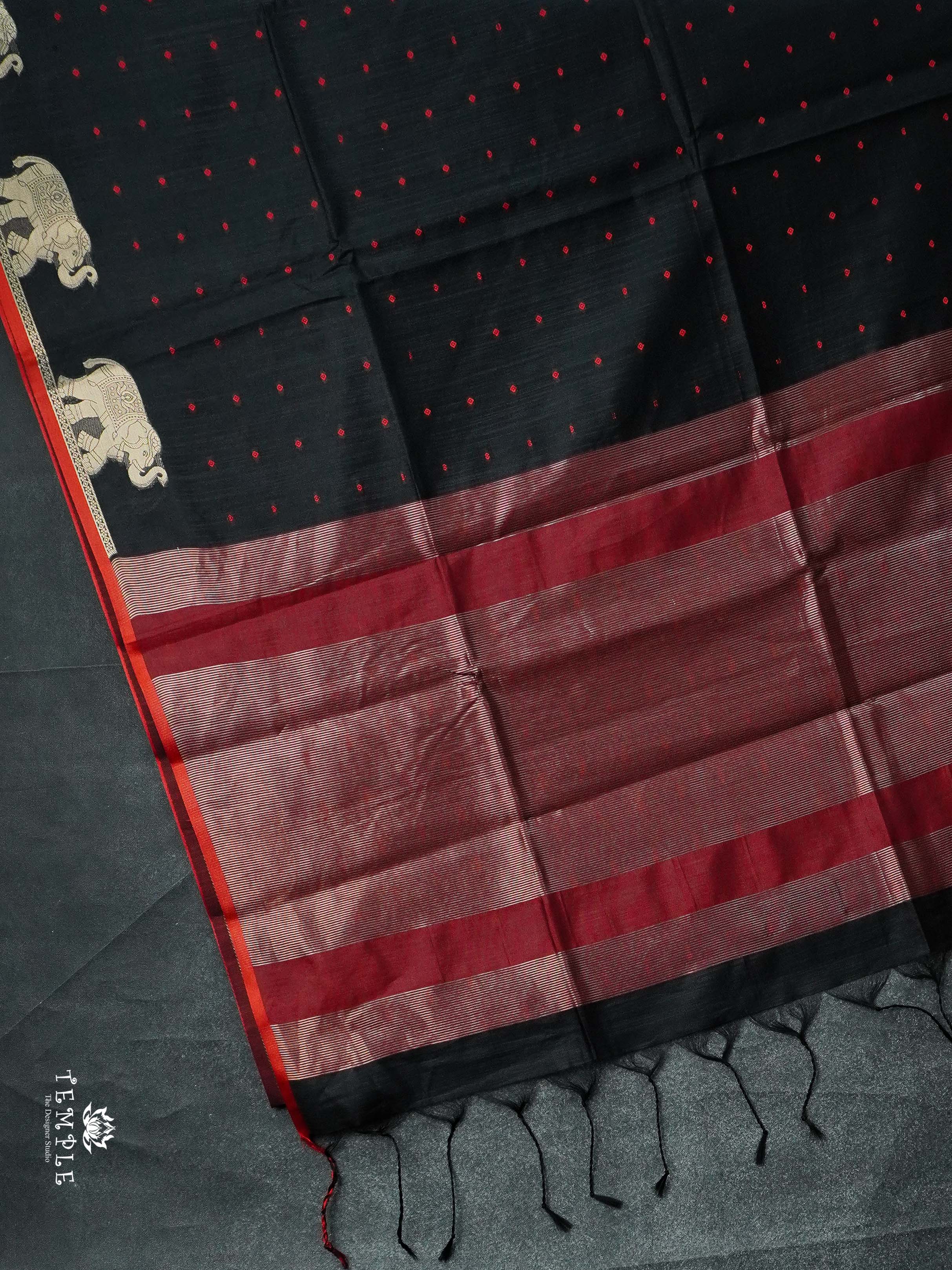 Raw Silk Saree With Elephant Motifs | TTDS2086