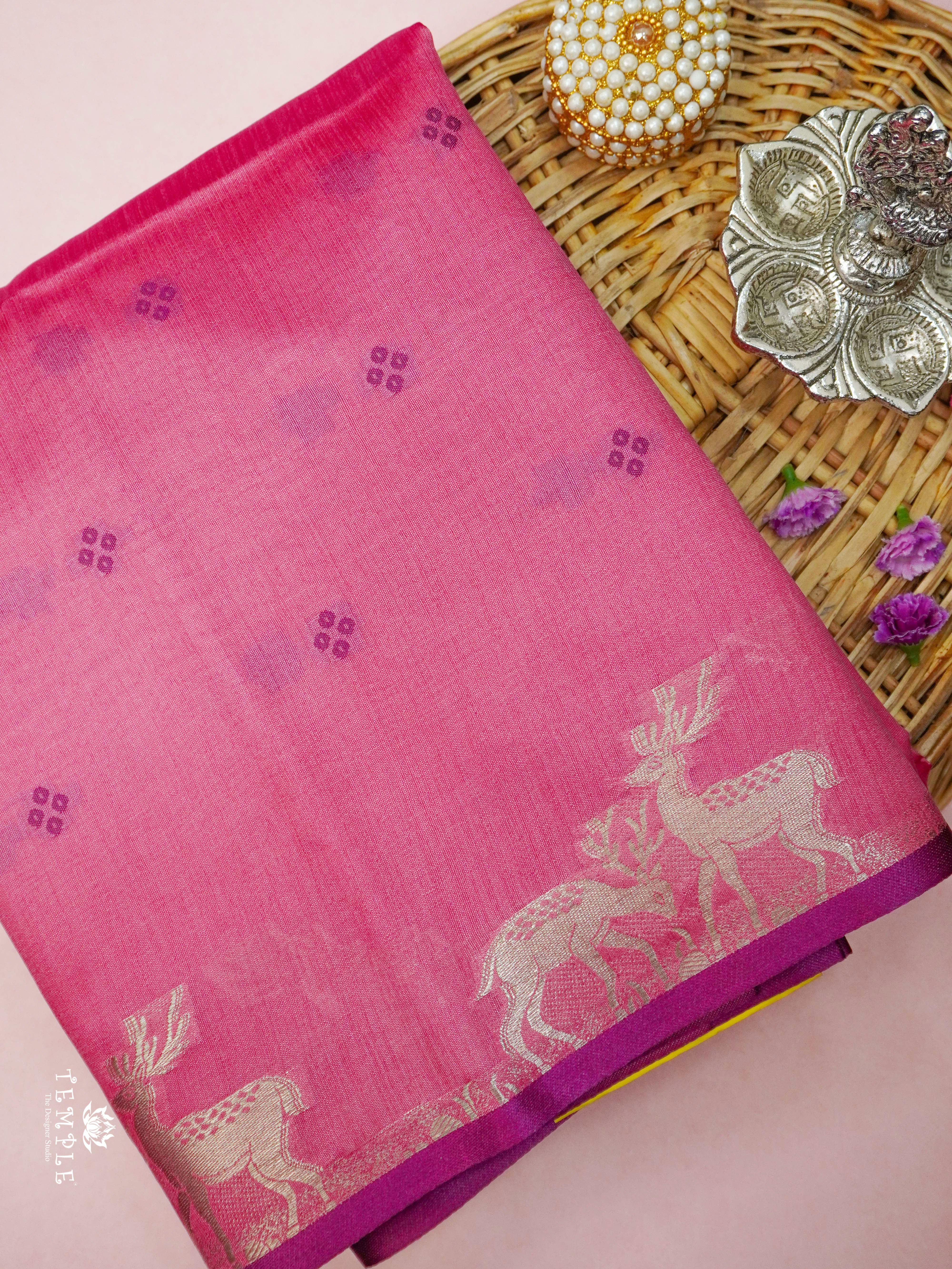 Raw Silk Saree With Deer Motifs | TTDS2093