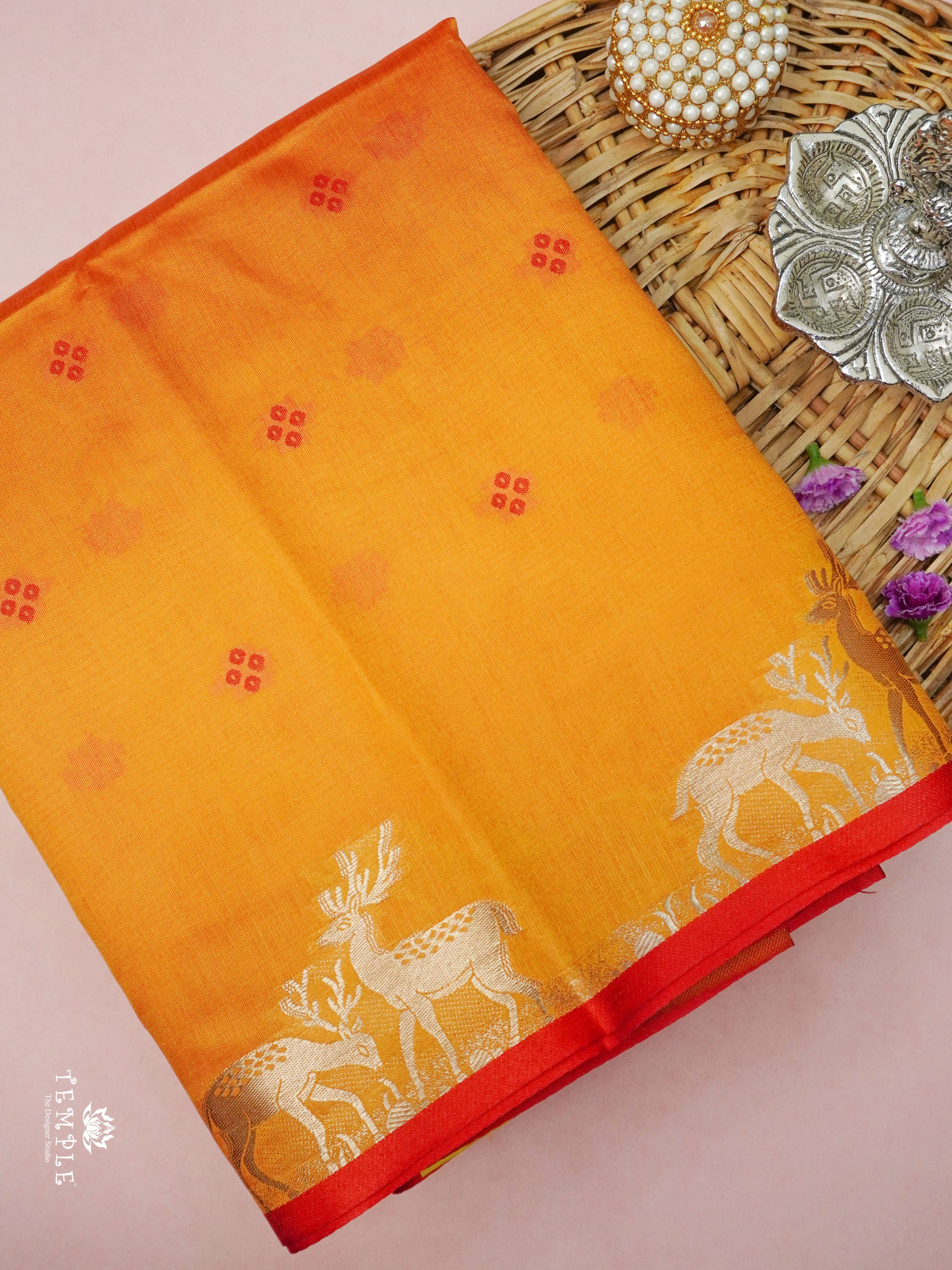 Raw Silk Saree With Deer Motifs | TTDS2093