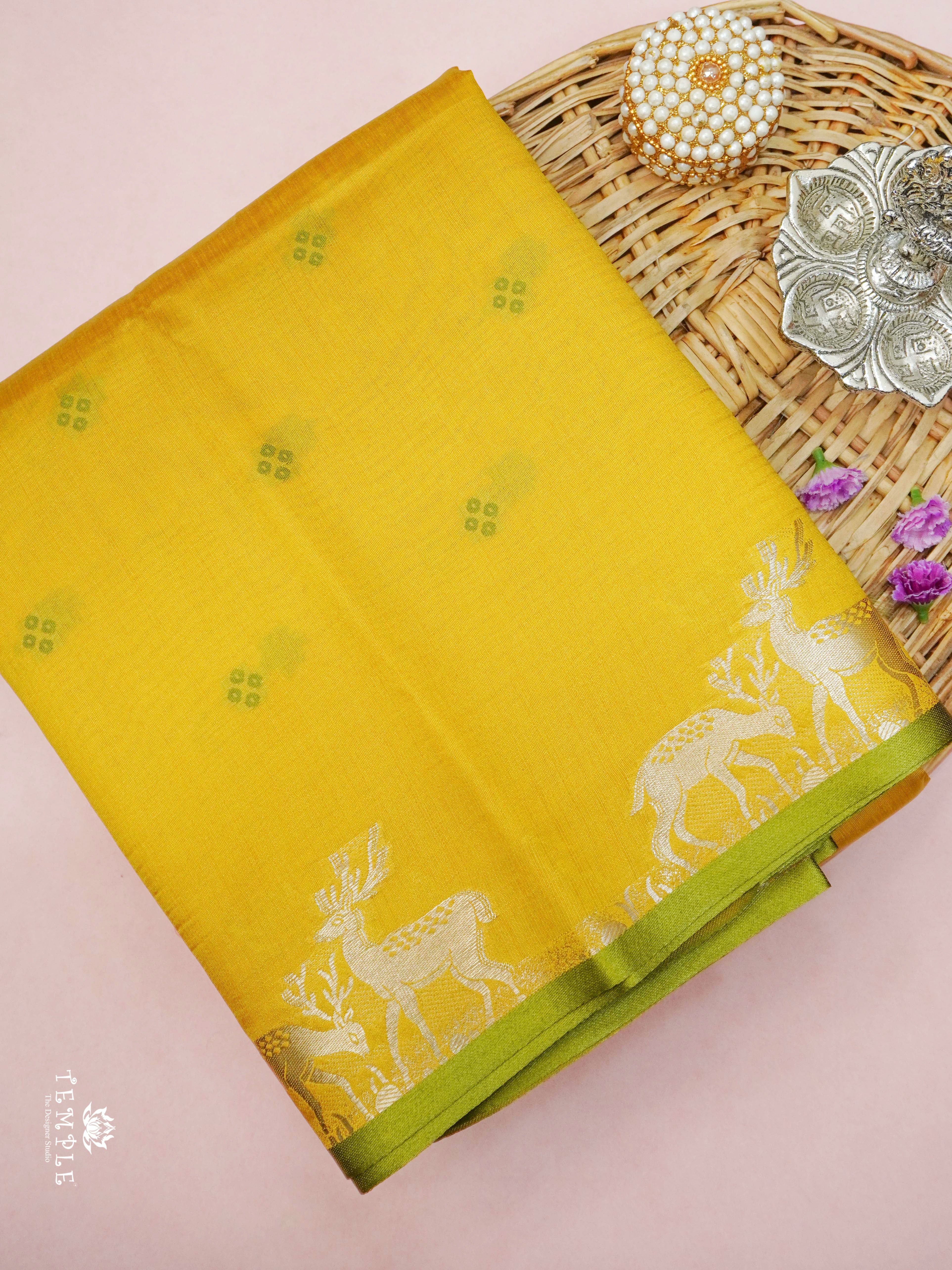 Raw Silk Saree With Deer Motifs | TTDS2093
