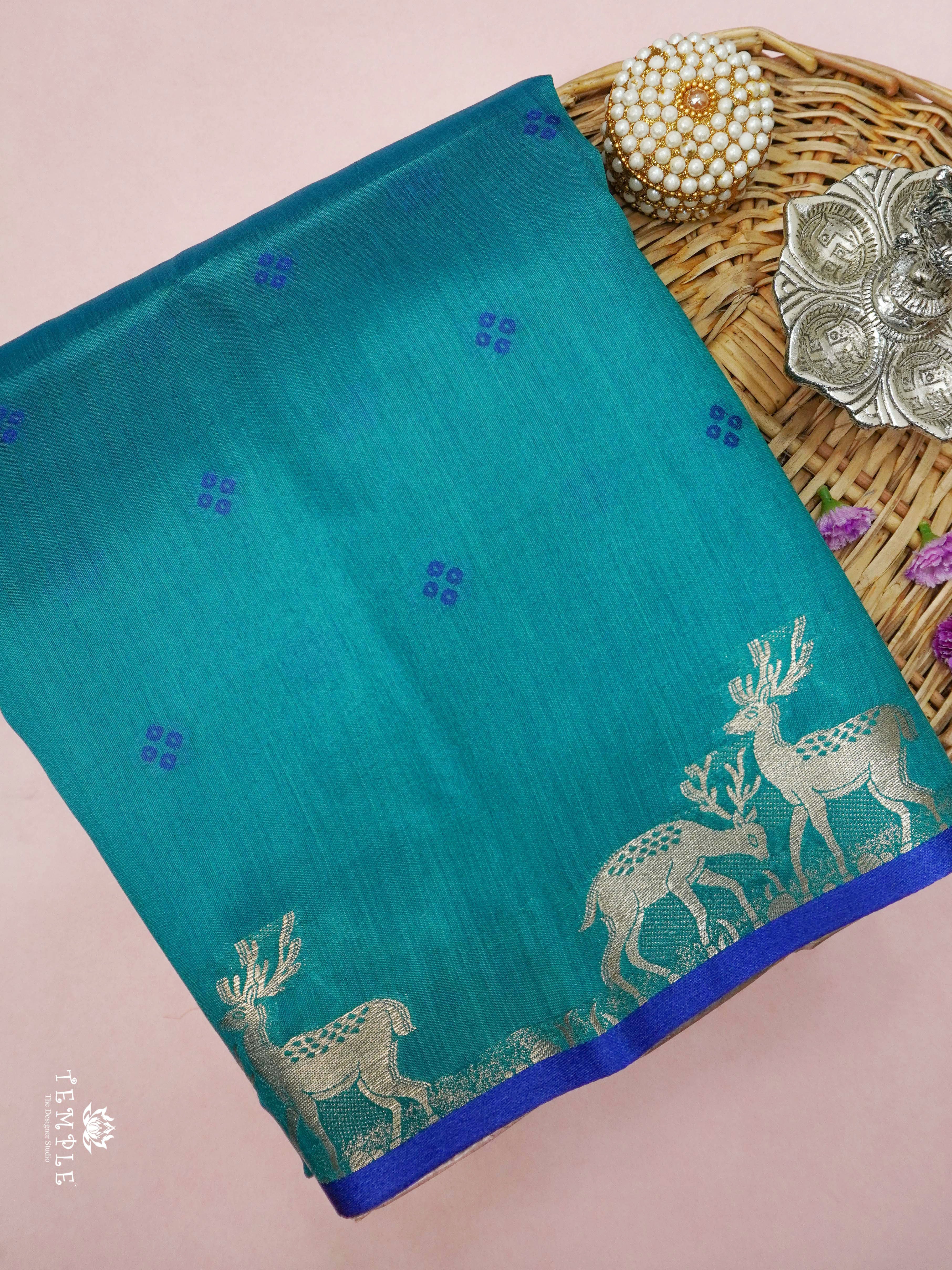 Raw Silk Saree With Deer Motifs | TTDS2093