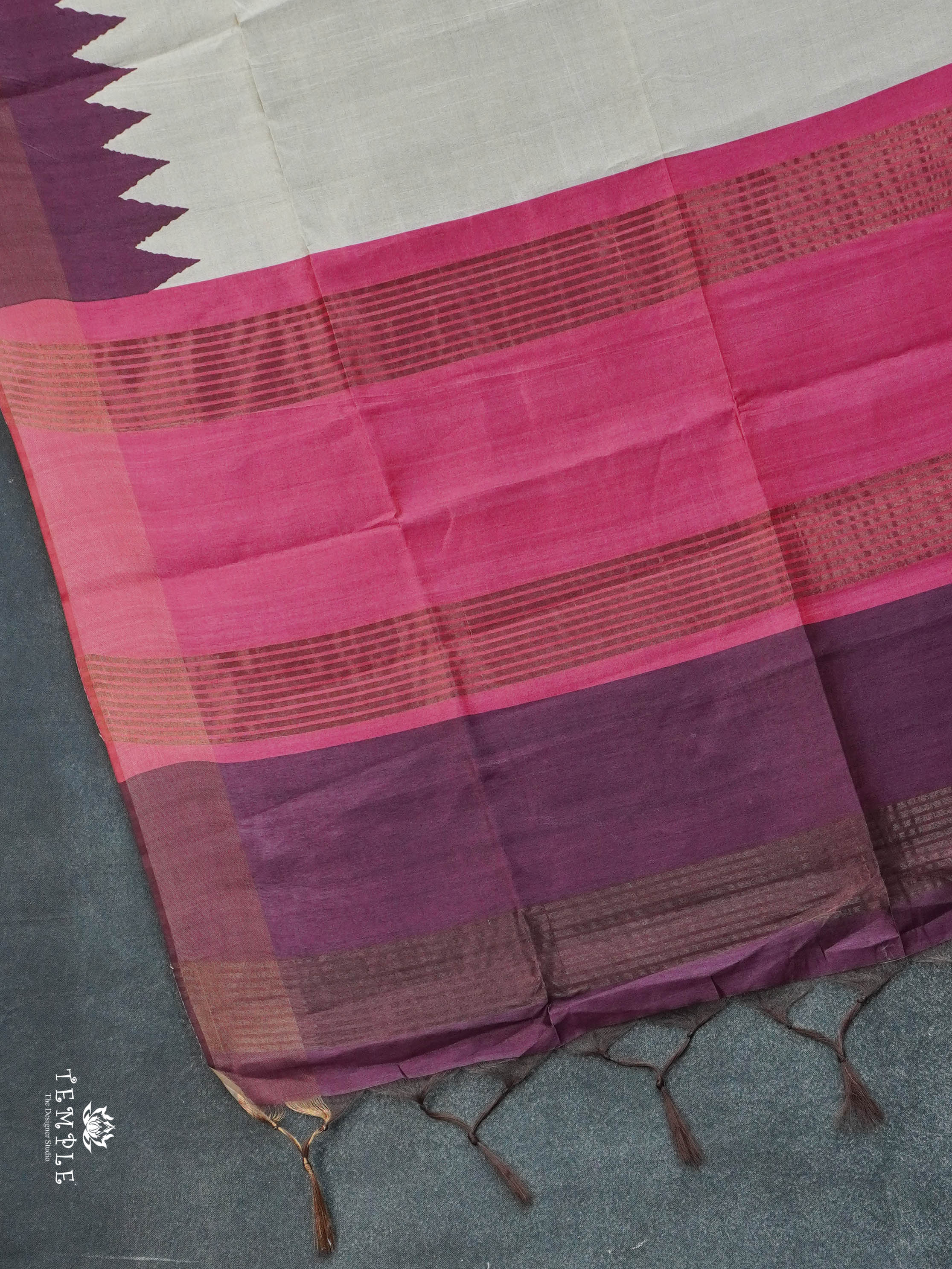 Tussar Saree With Temple Border | TTDS3030