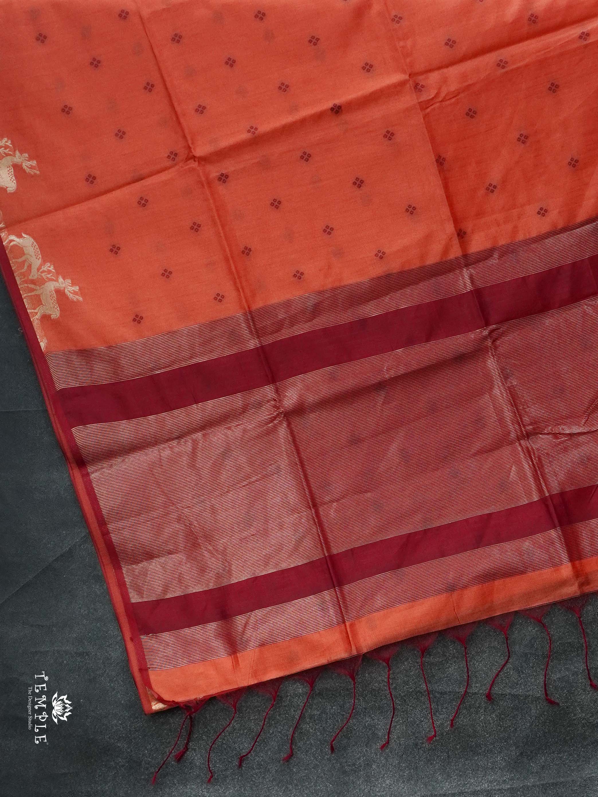 Raw Silk Saree With Deer Motifs | TTDS2093