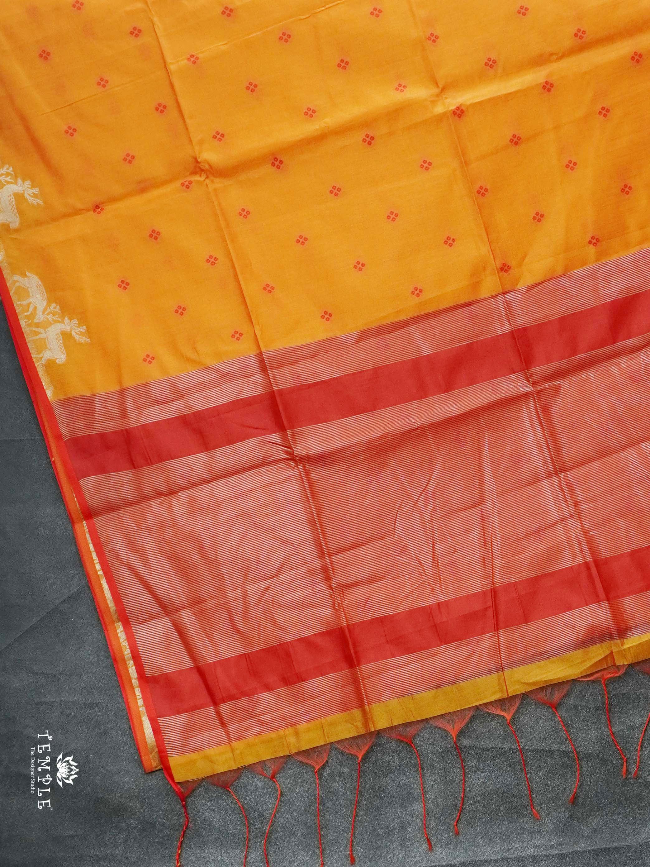Raw Silk Saree With Deer Motifs | TTDS2093