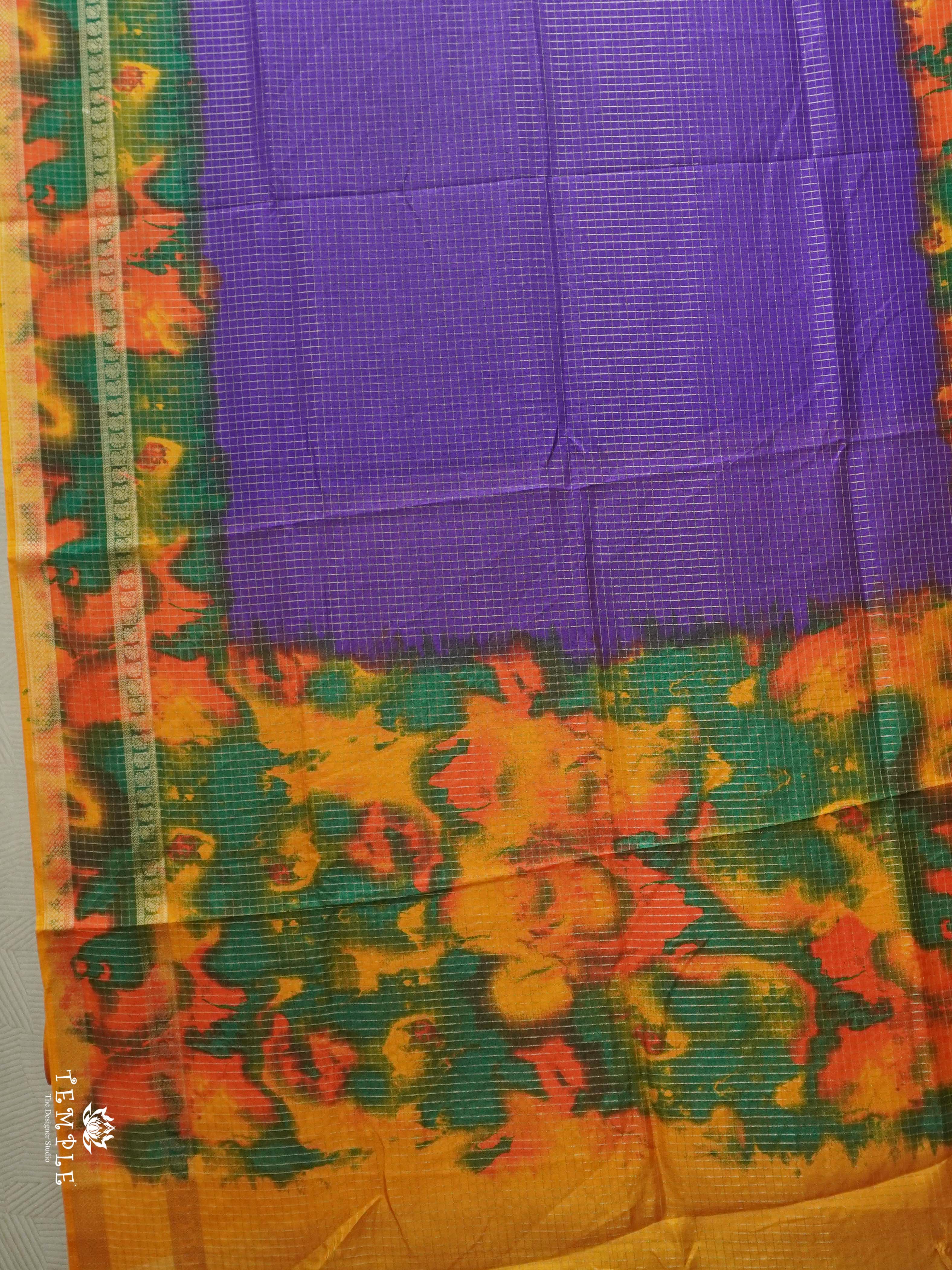 Checked Pattern Crepe Silk Saree | TTDS2547