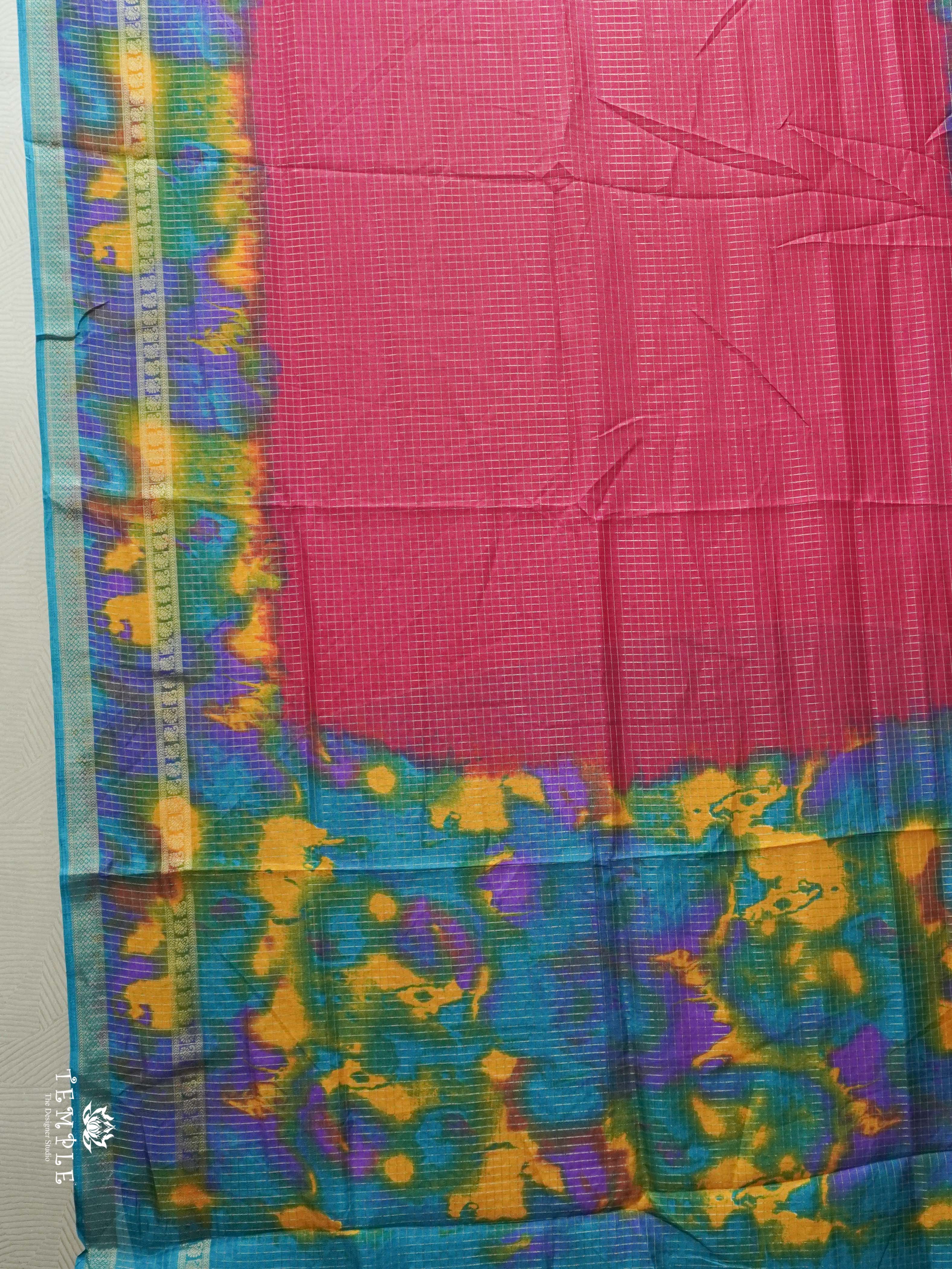 Checked Pattern Crepe Silk Saree | TTDS2547