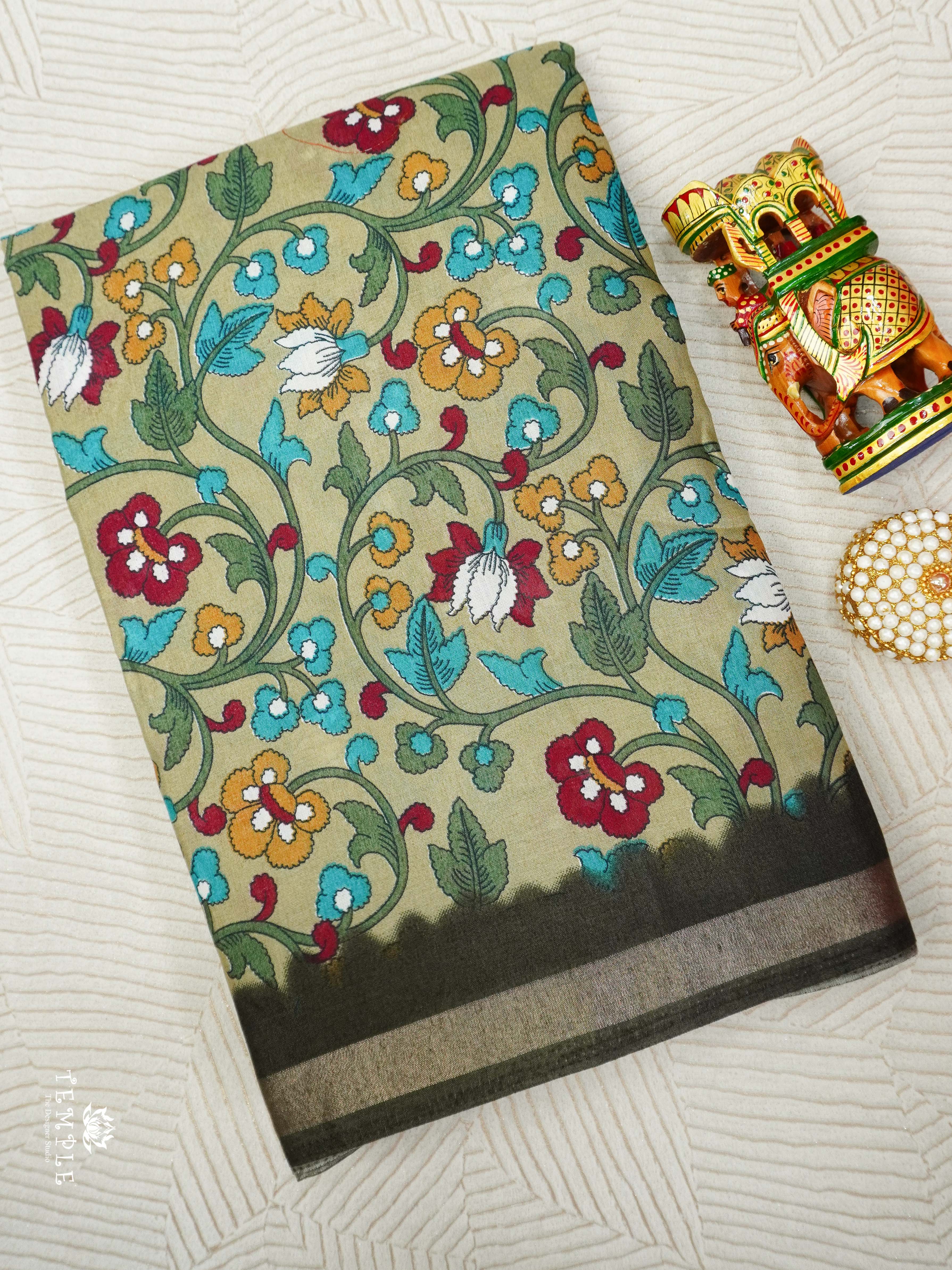 Kalamkari Printed Cotton Saree | TTDS2092