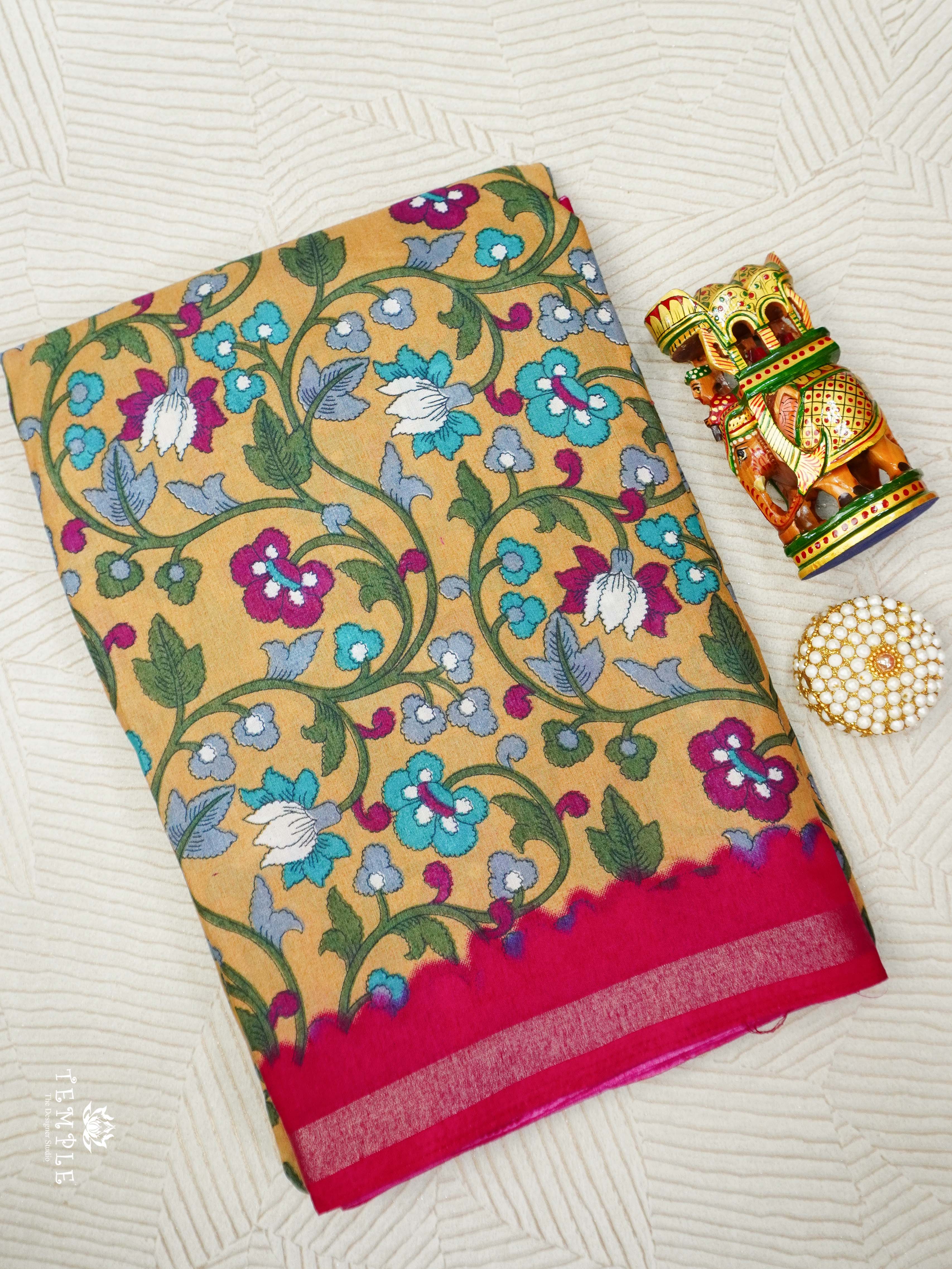 Kalamkari Printed Cotton Saree | TTDS2092