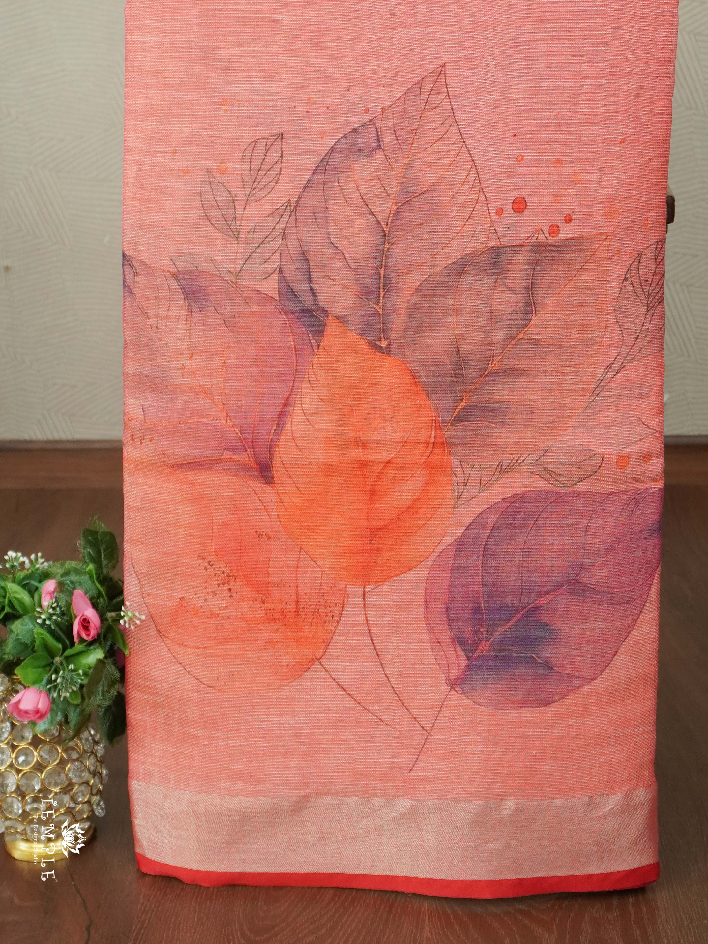 Printed Linen Tissue Saree | TTDS2557
