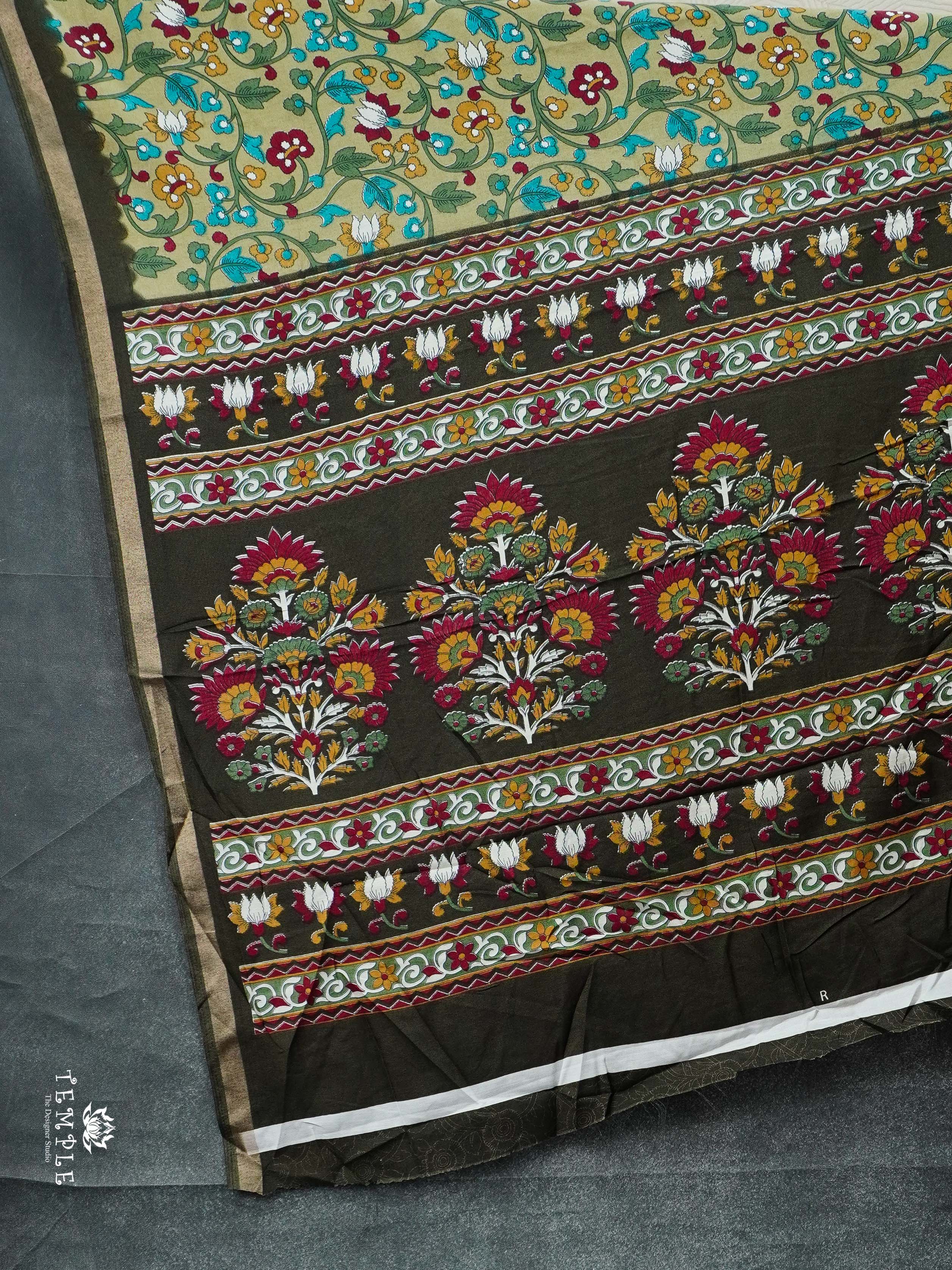 Kalamkari Printed Cotton Saree | TTDS2092