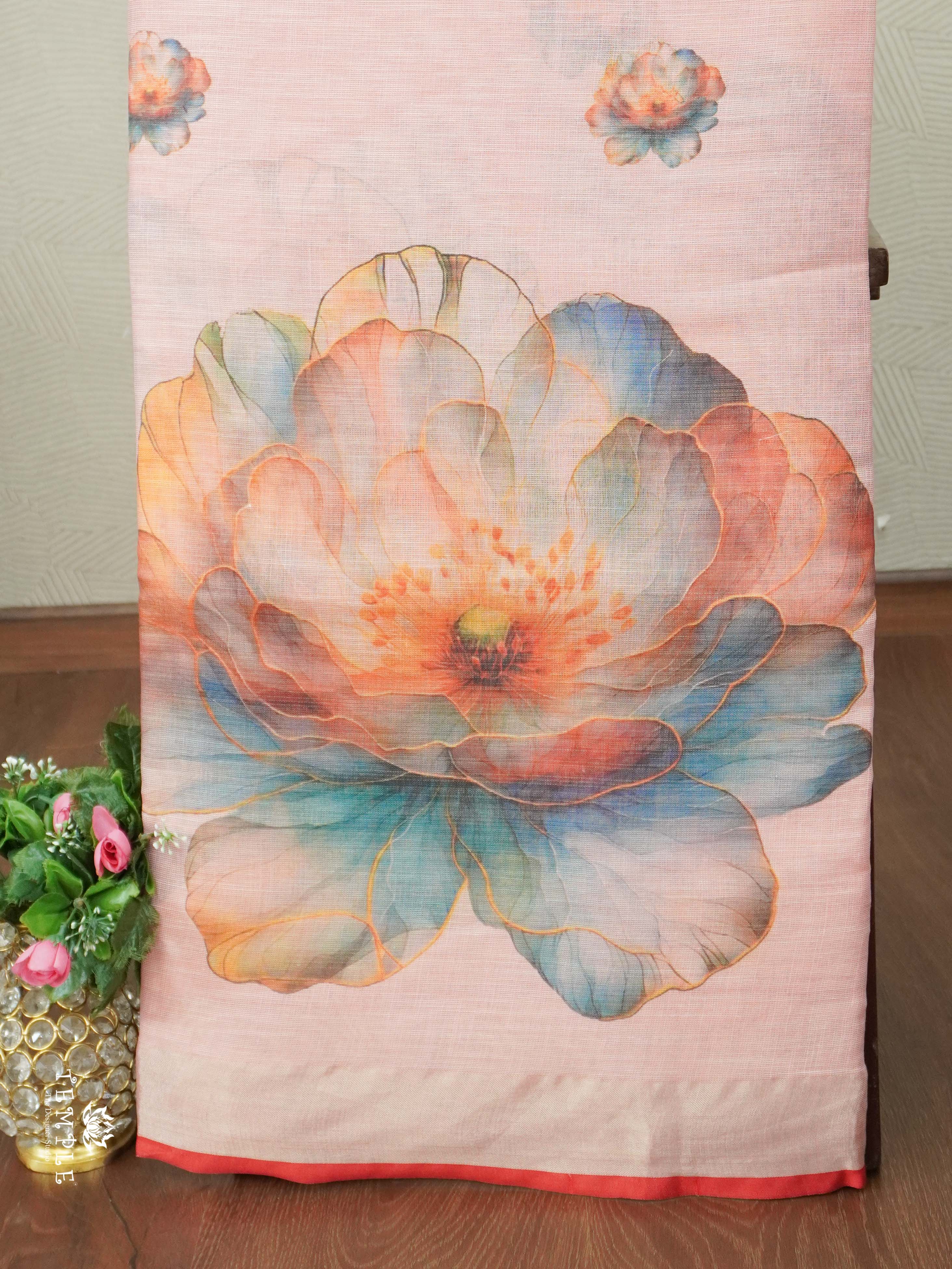 Printed Linen Tissue Saree | TTDS2557