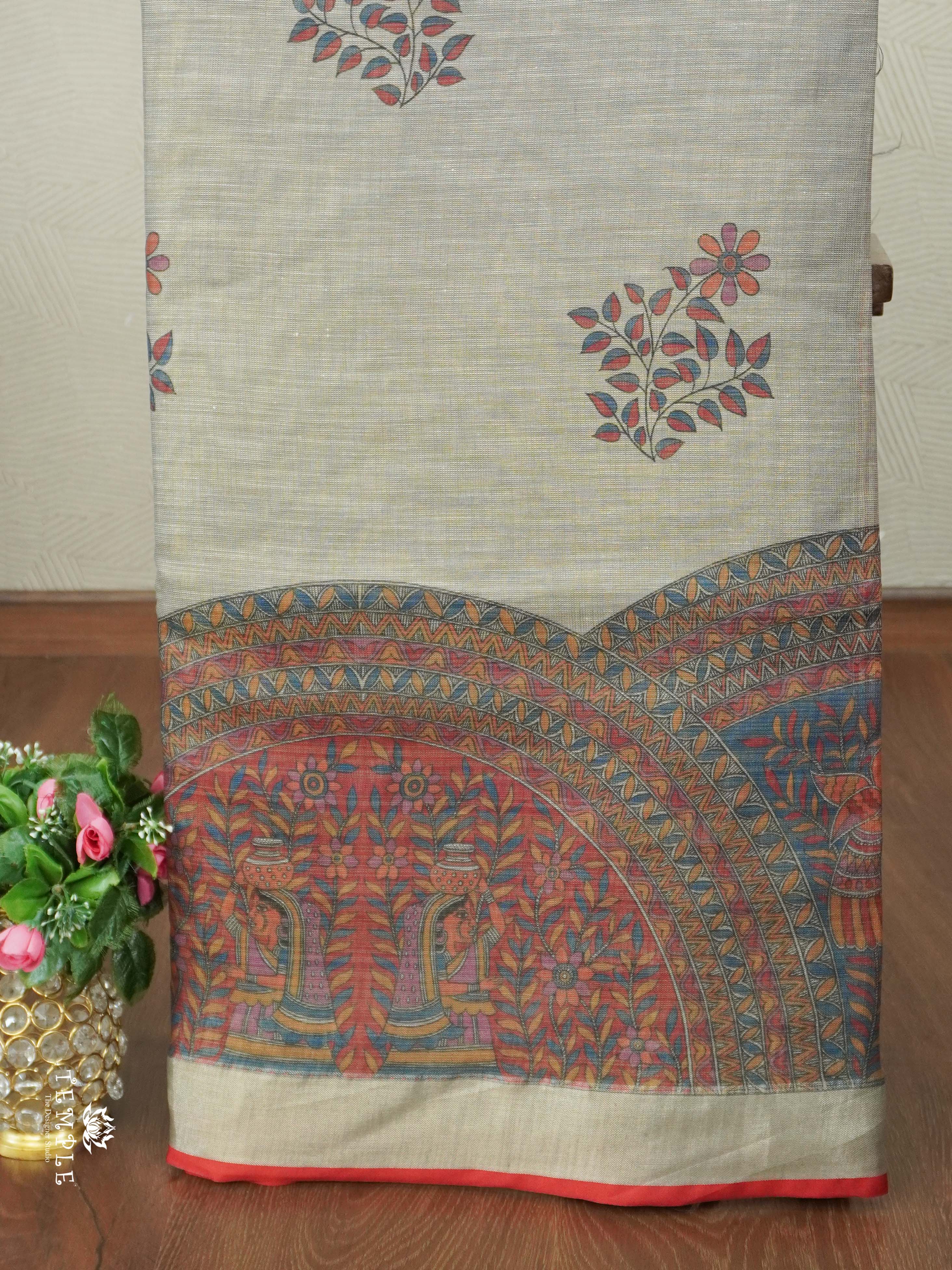 Printed Linen Tissue Saree | TTDS2557