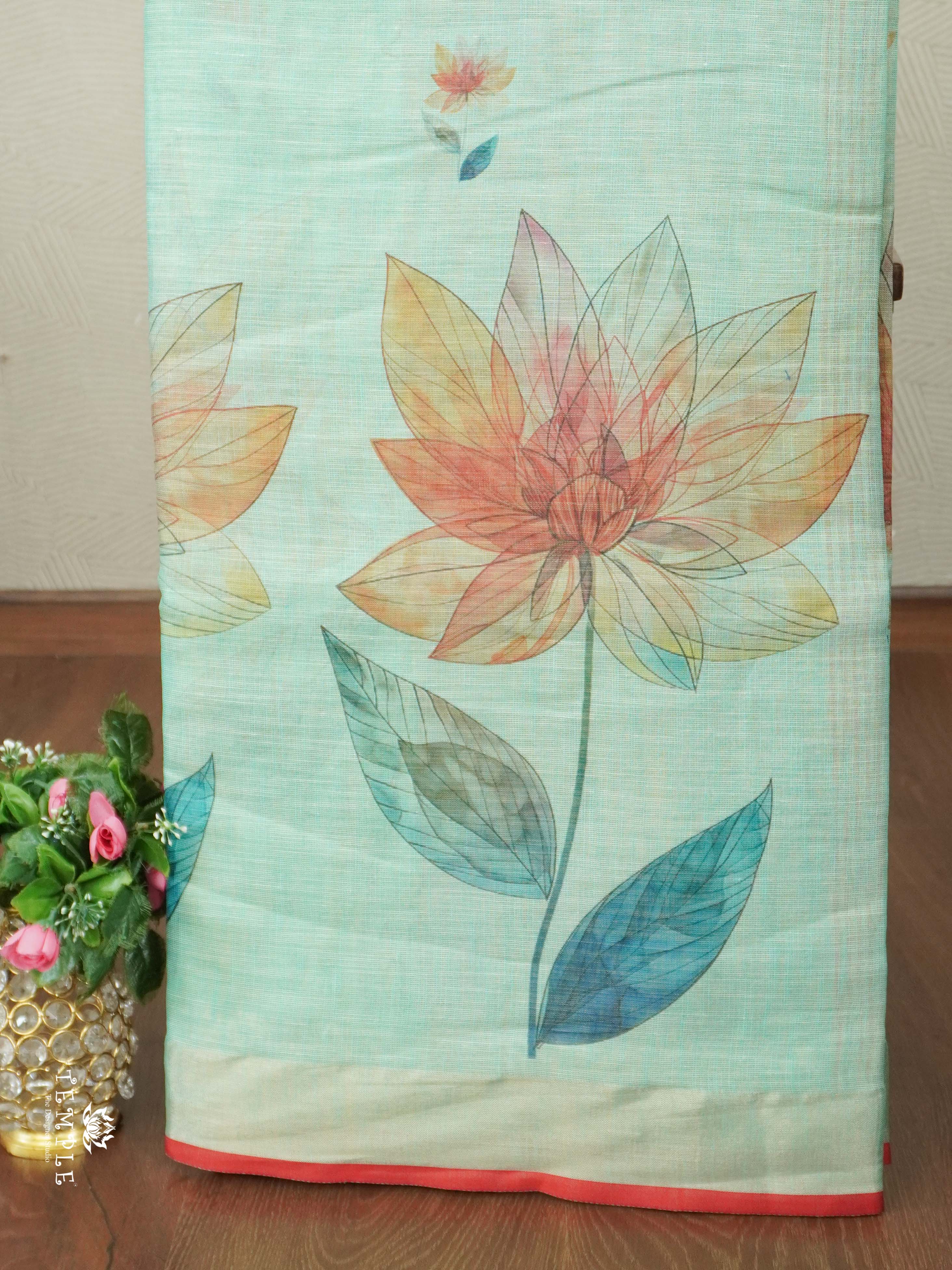 Printed Linen Tissue Saree | TTDS2557