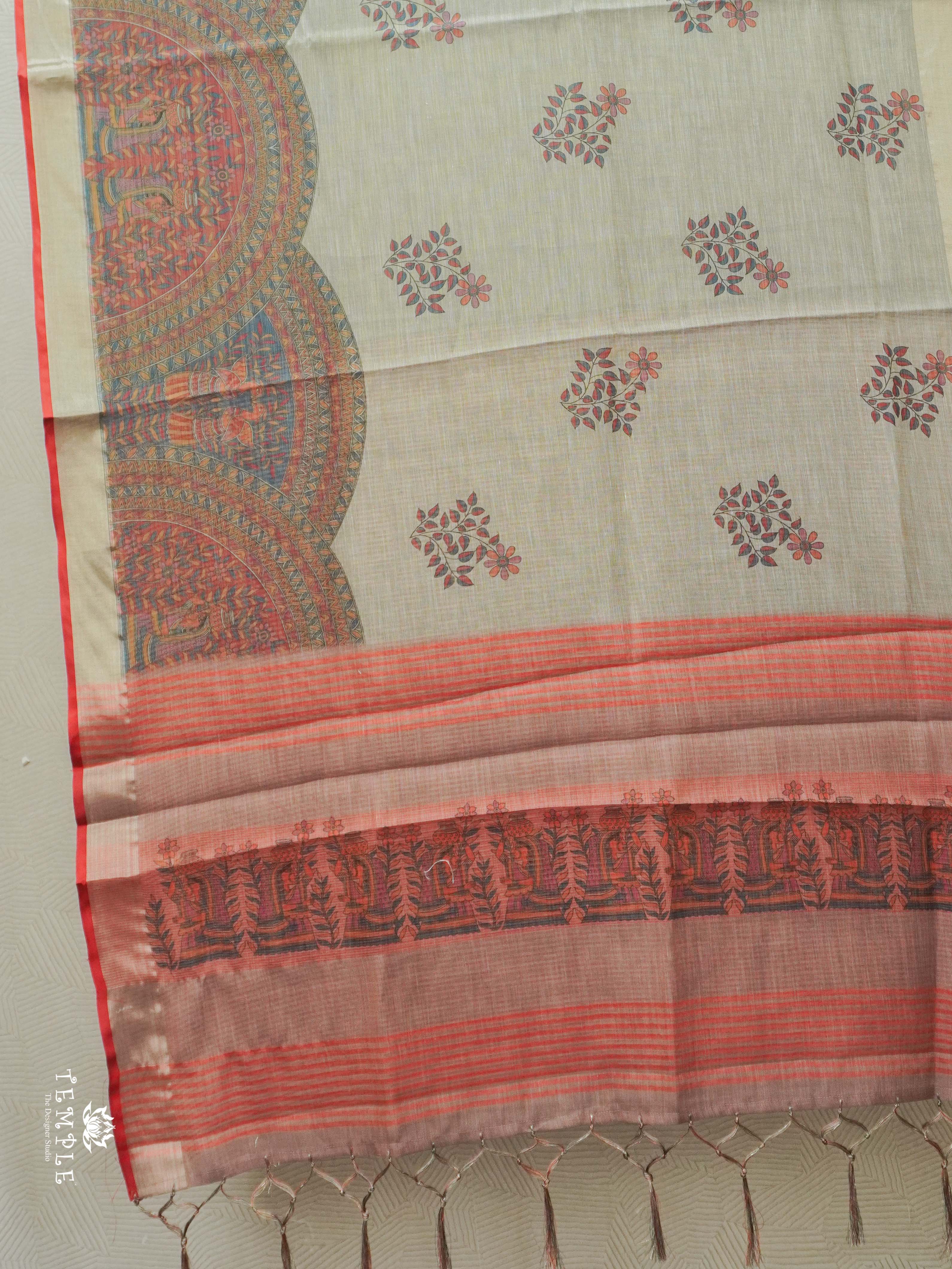 Printed Linen Tissue Saree | TTDS2557