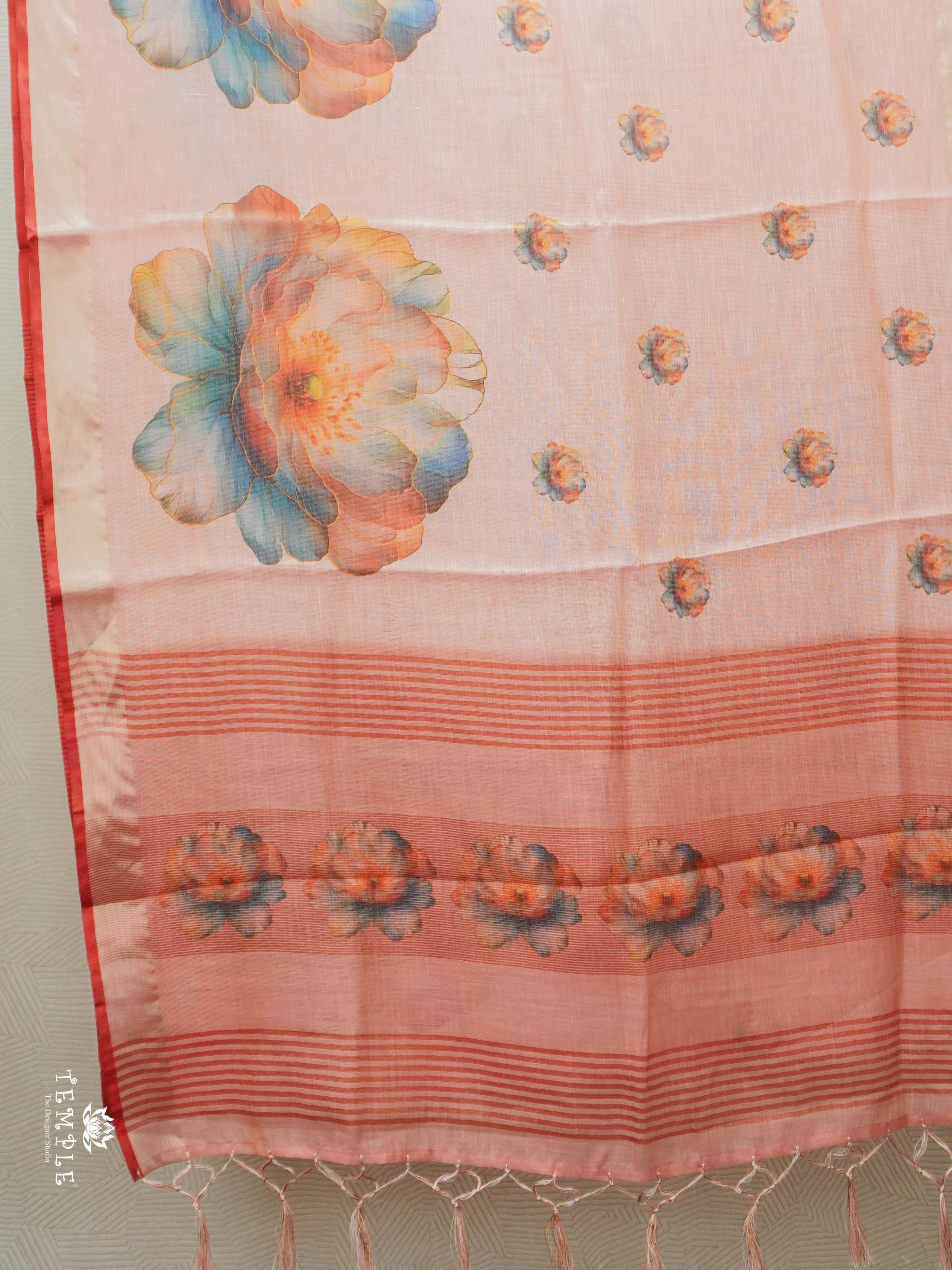 Printed Linen Tissue Saree | TTDS2557