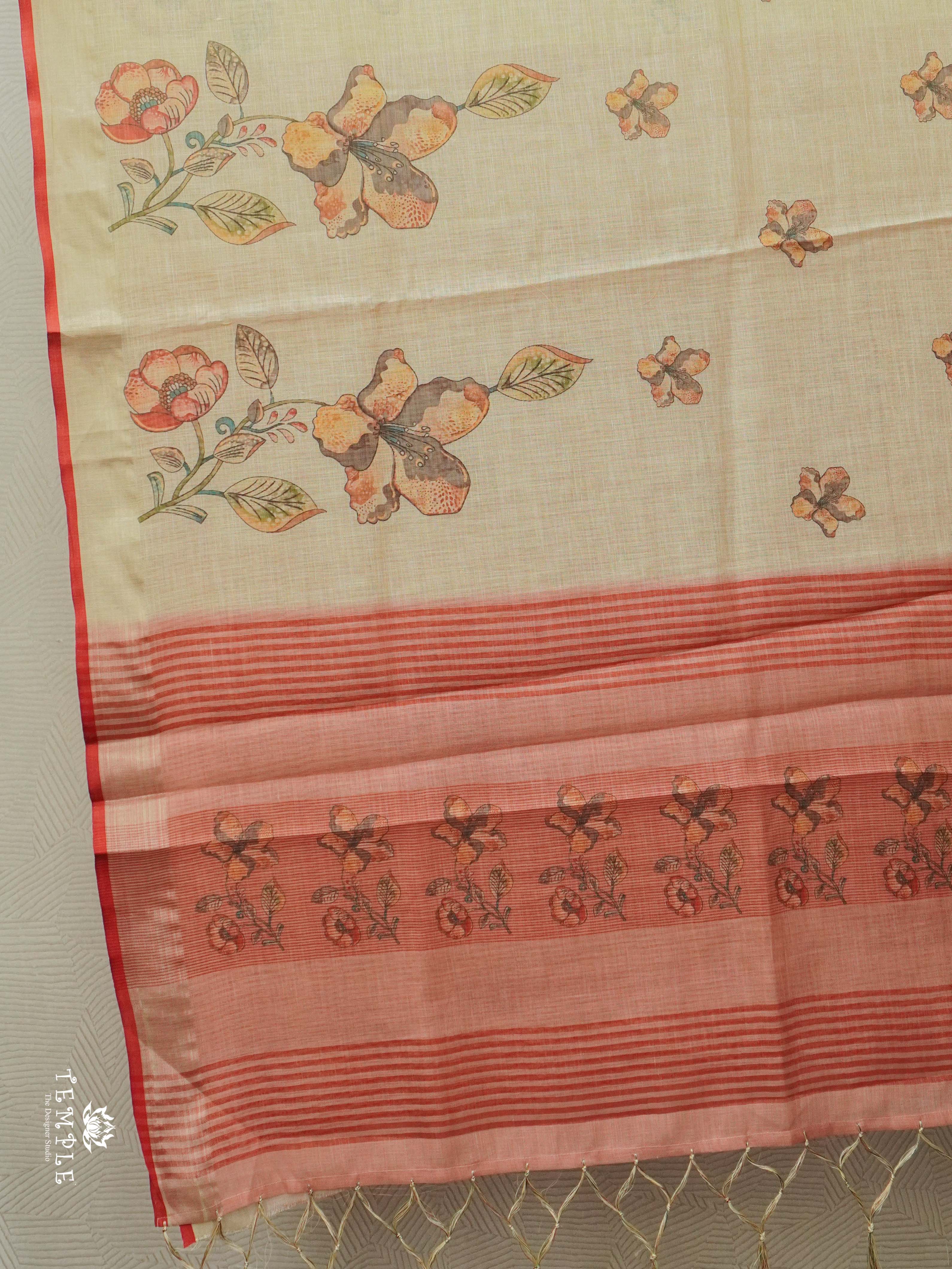 Printed Linen Tissue Saree | TTDS2557