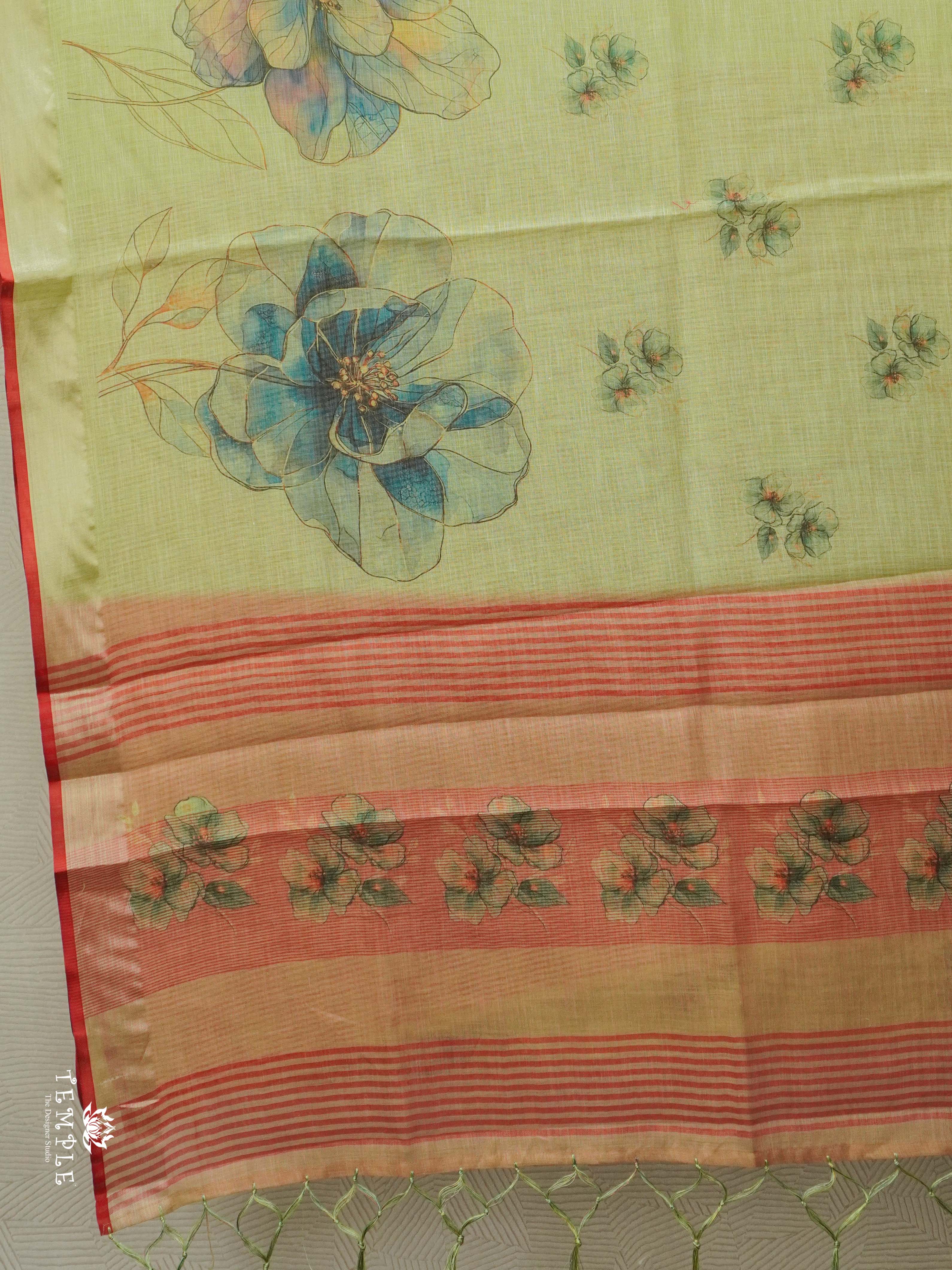 Printed Linen Tissue Saree | TTDS2557