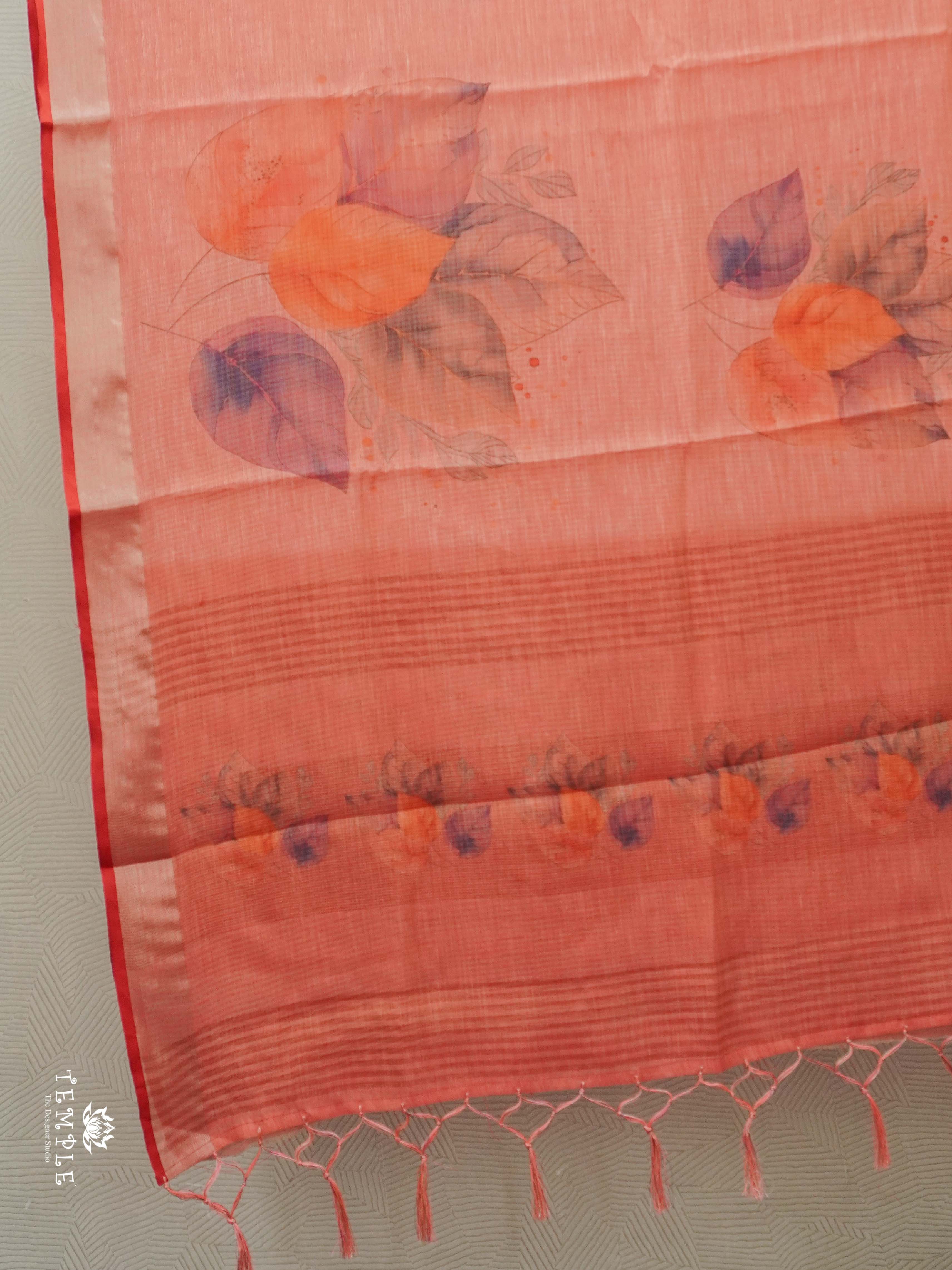 Printed Linen Tissue Saree | TTDS2557