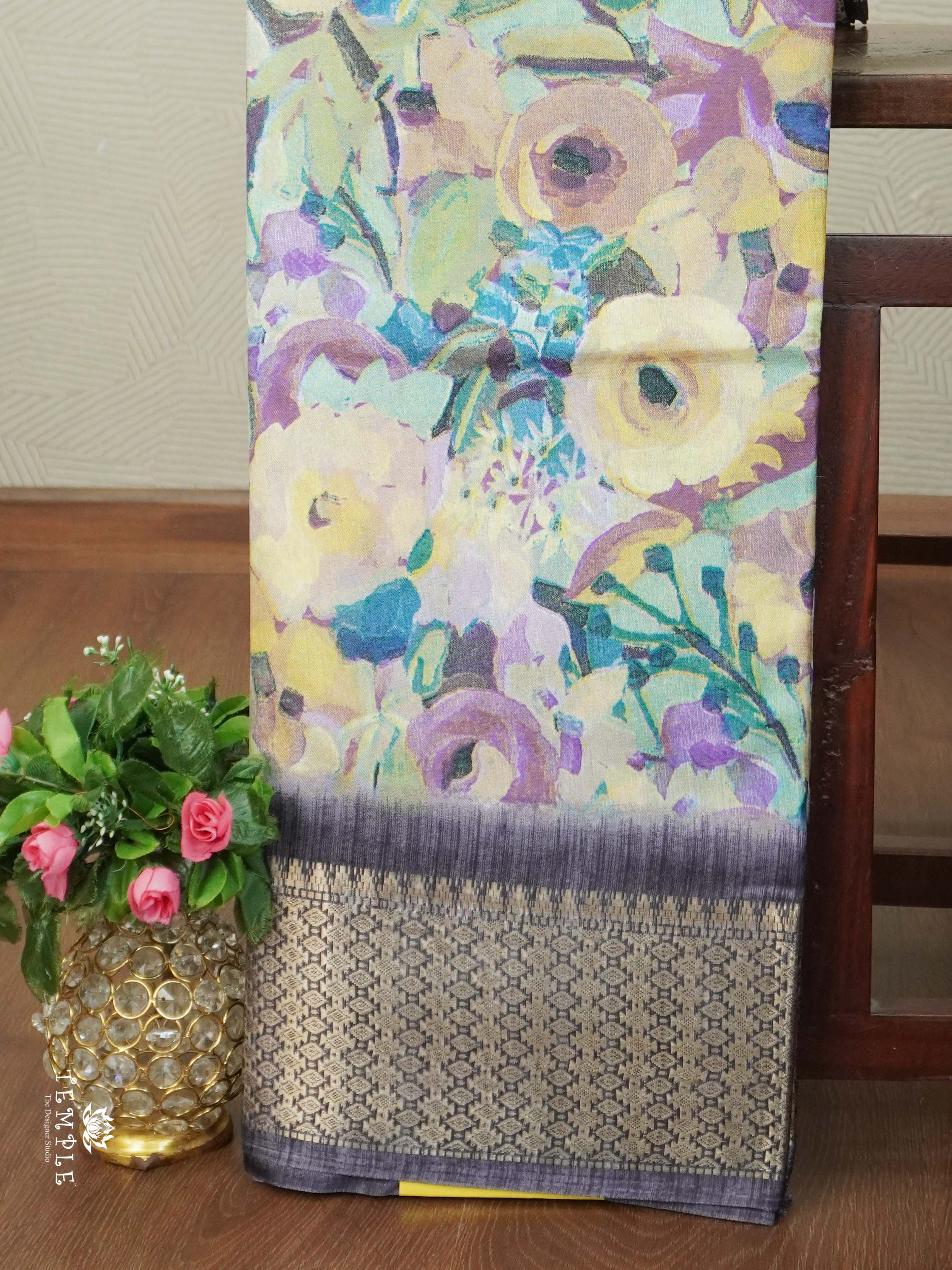 Floral Pattern Dola Silk Saree | TTDS2565