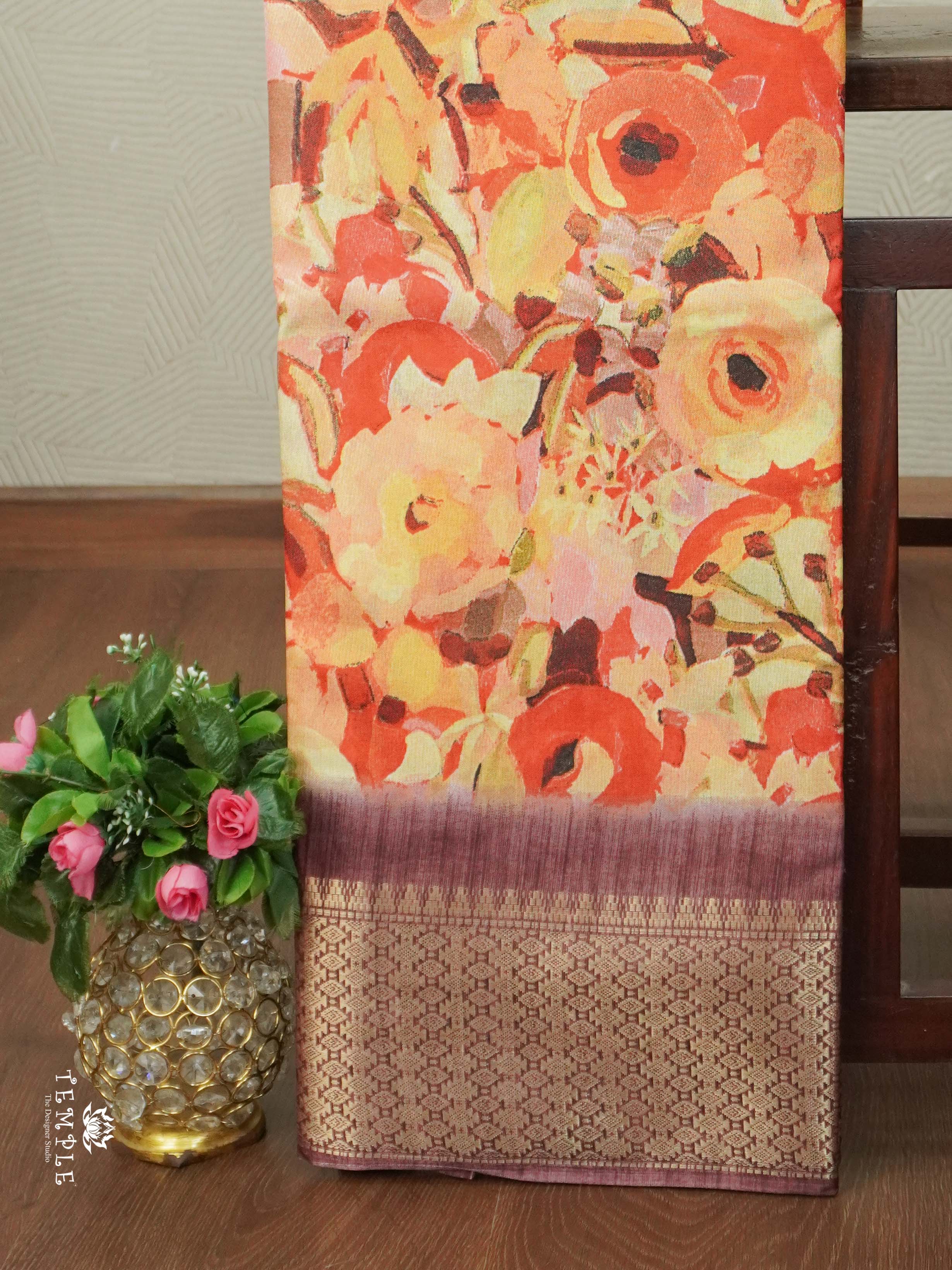 Floral Pattern Dola Silk Saree | TTDS2565