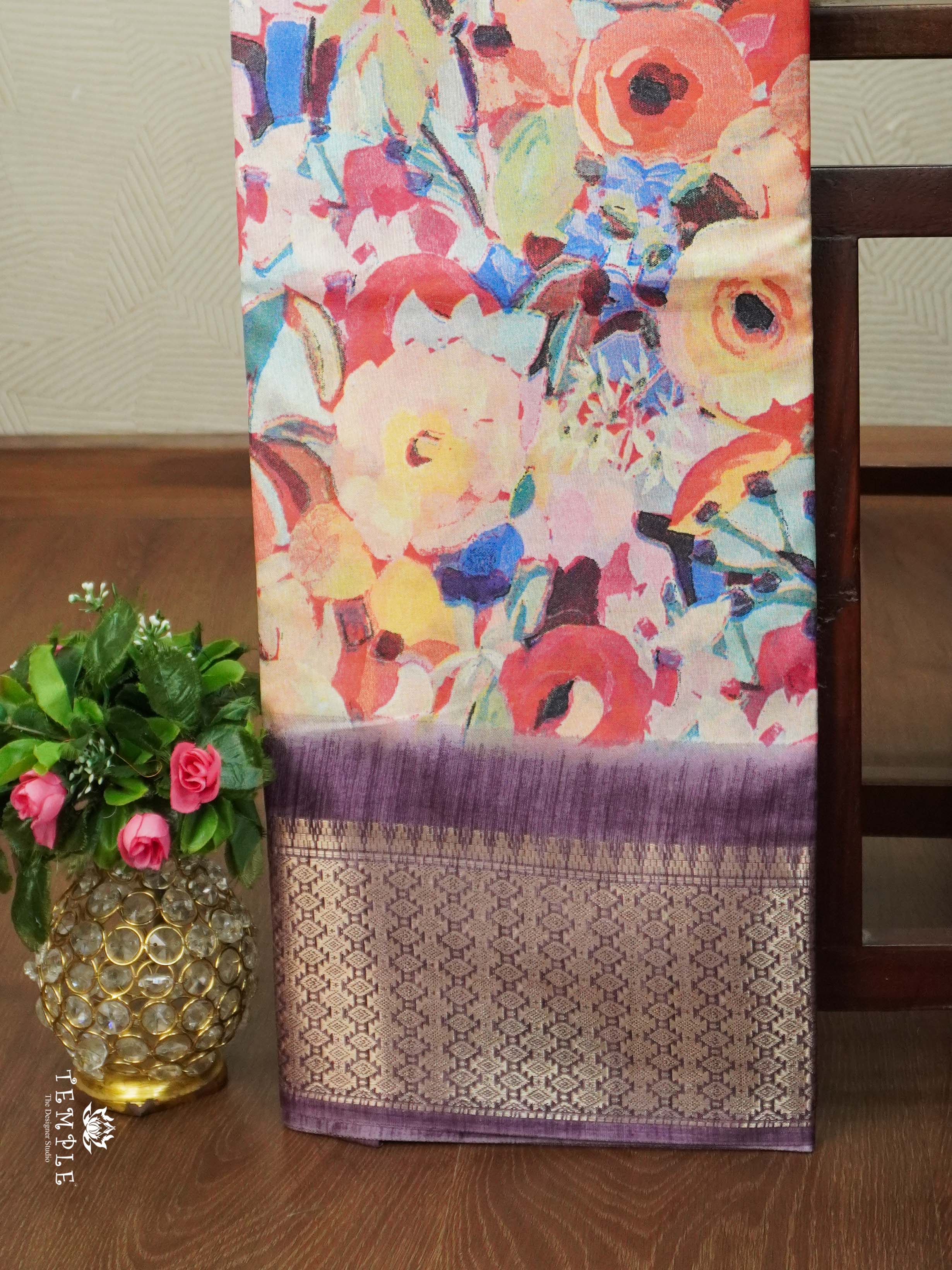 Floral Pattern Dola Silk Saree | TTDS2565