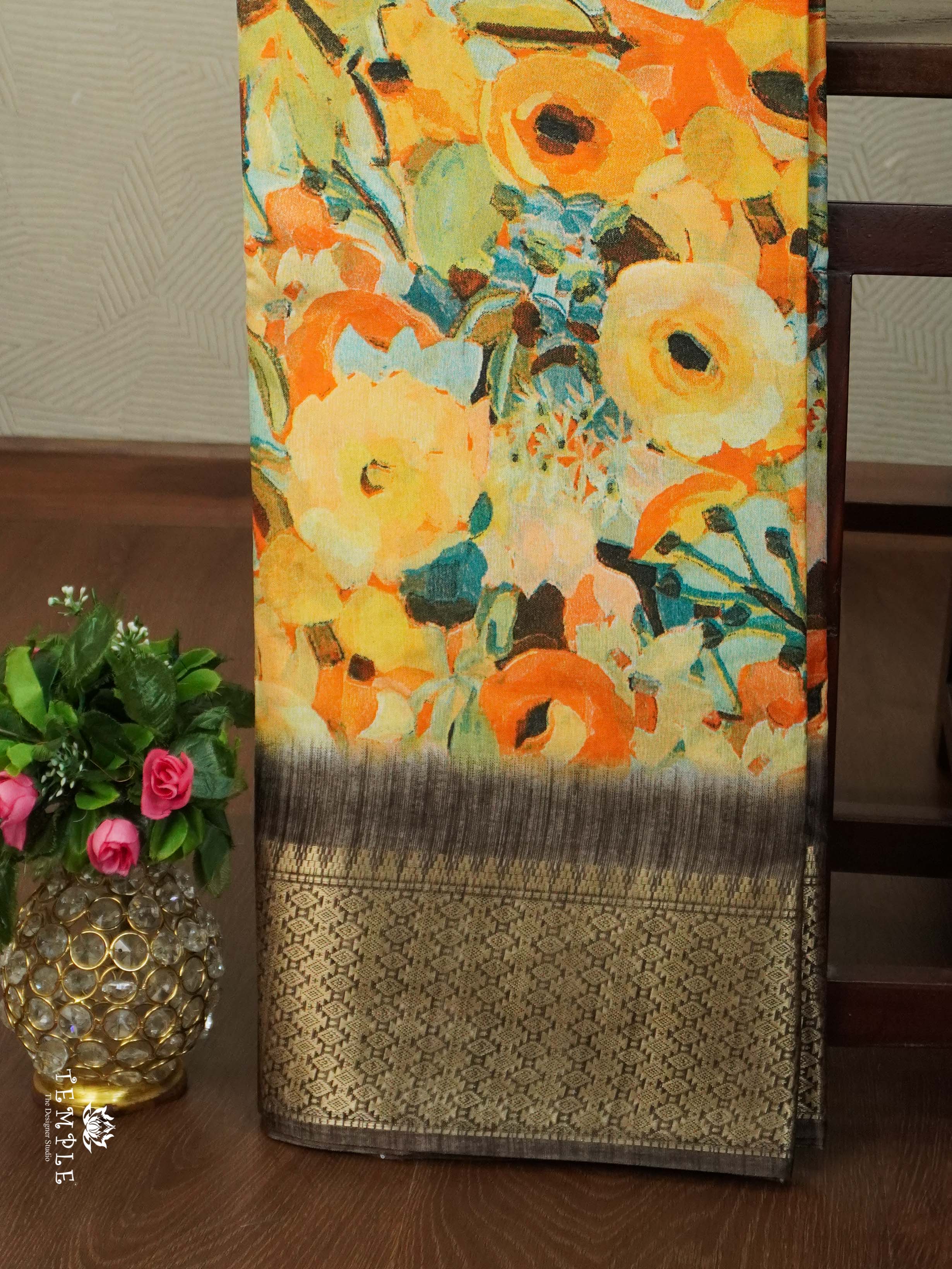 Floral Pattern Dola Silk Saree | TTDS2565