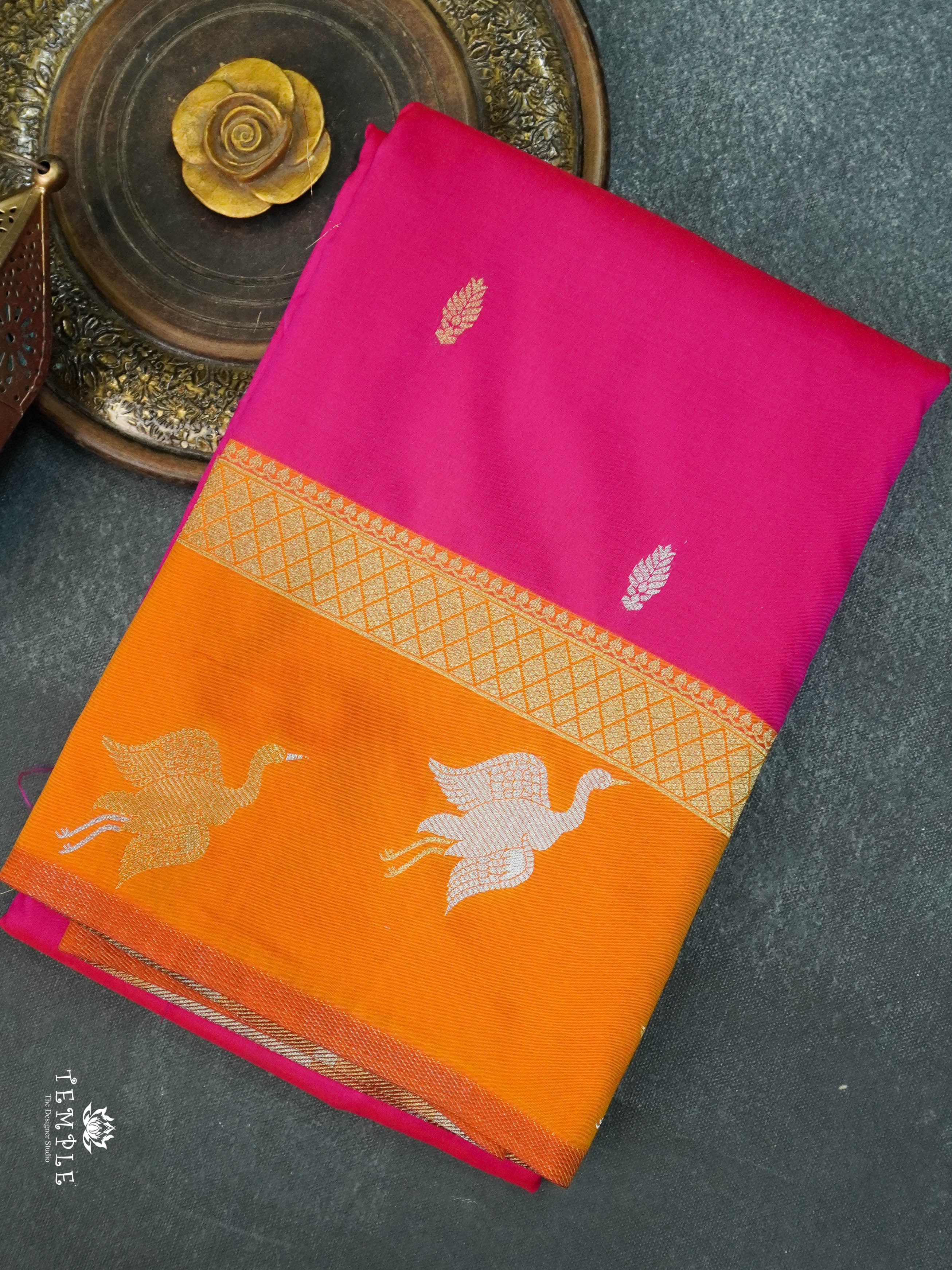 Semi Kanchi Silk Saree With Bird Motifs | TTDS1588 | Pongal Fest