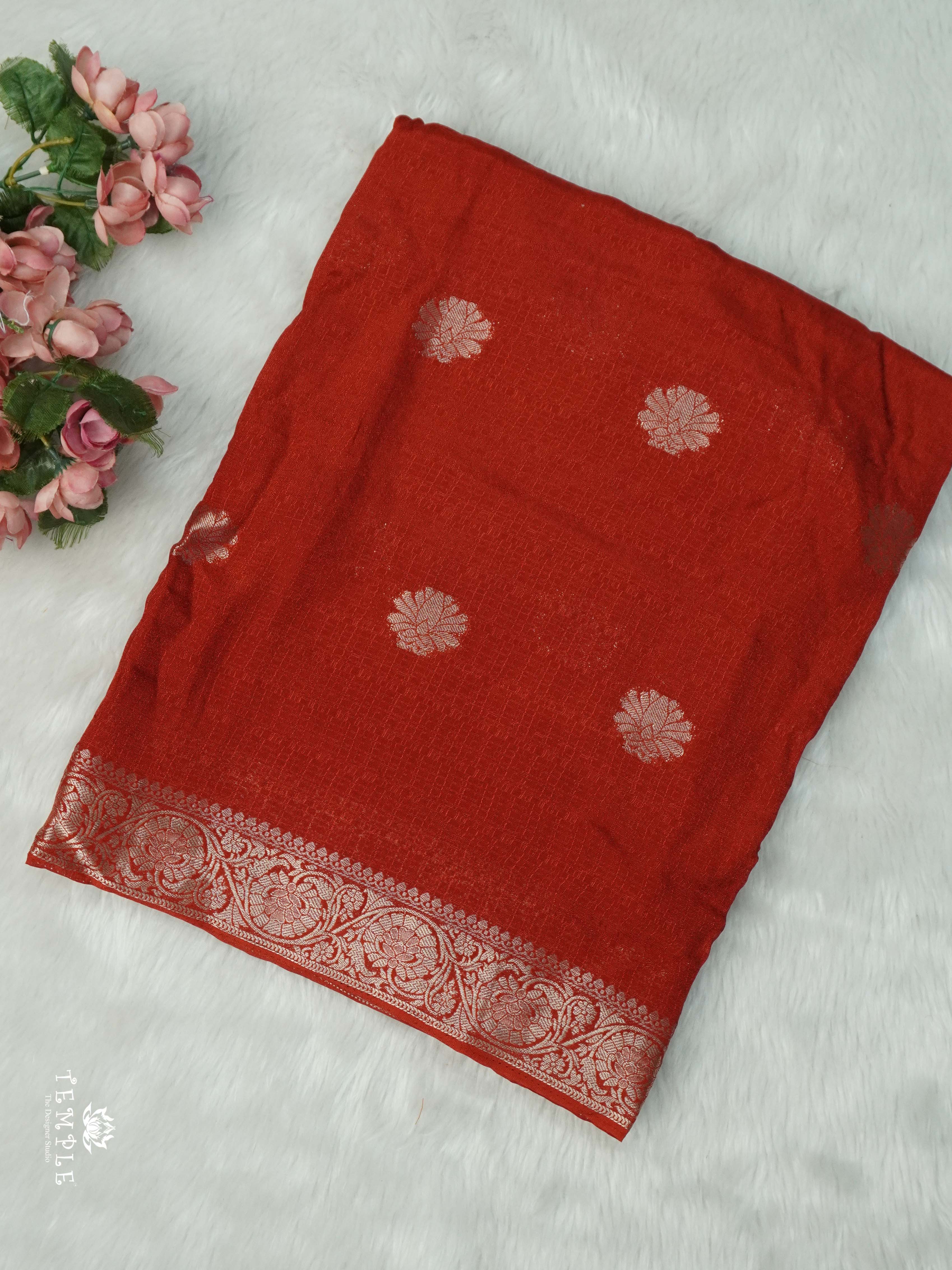 Khadi Silk Saree(Rustic Orange) | TTDS2556
