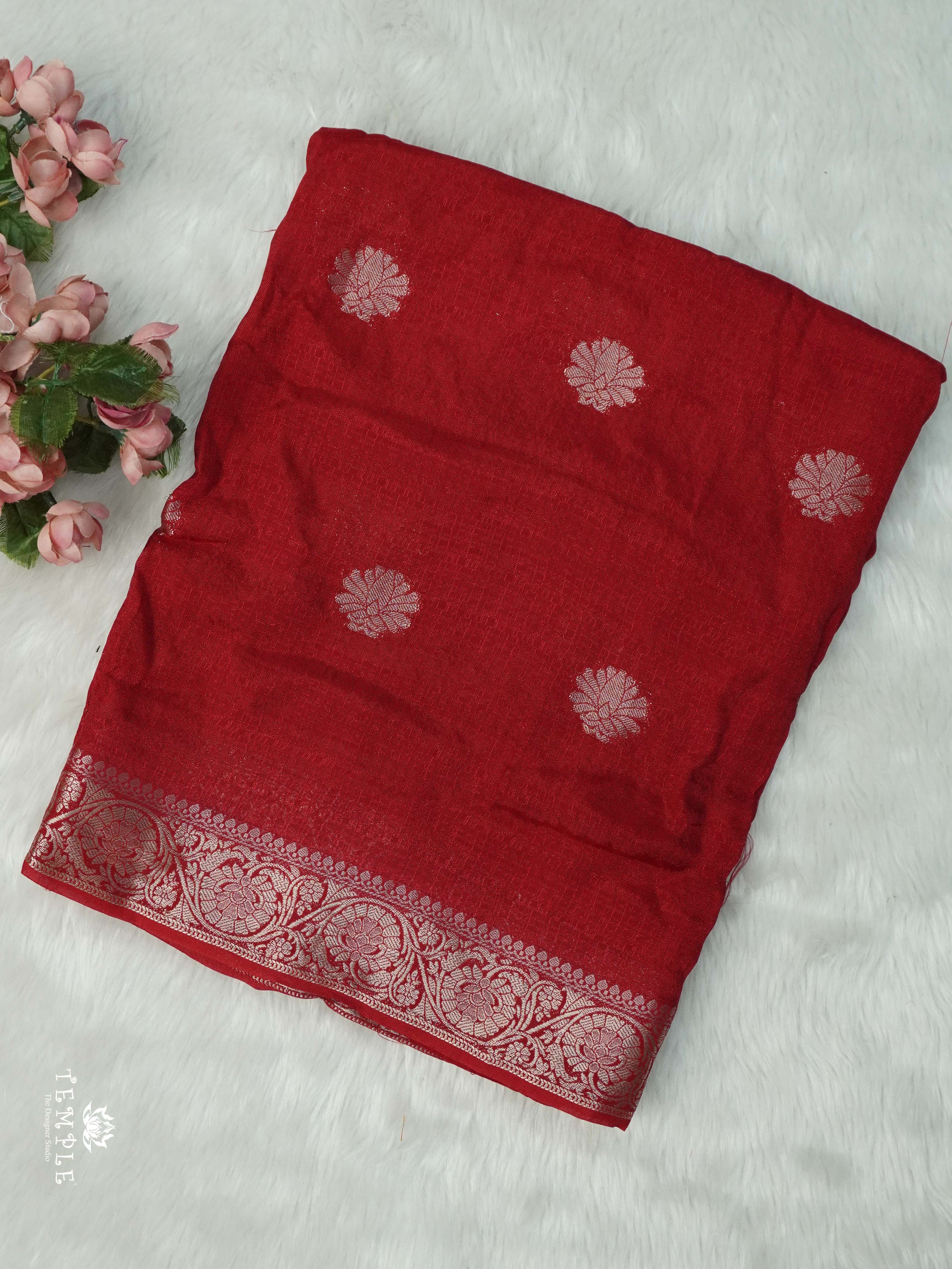 Khadi Silk Saree(Red) | TTDS2556
