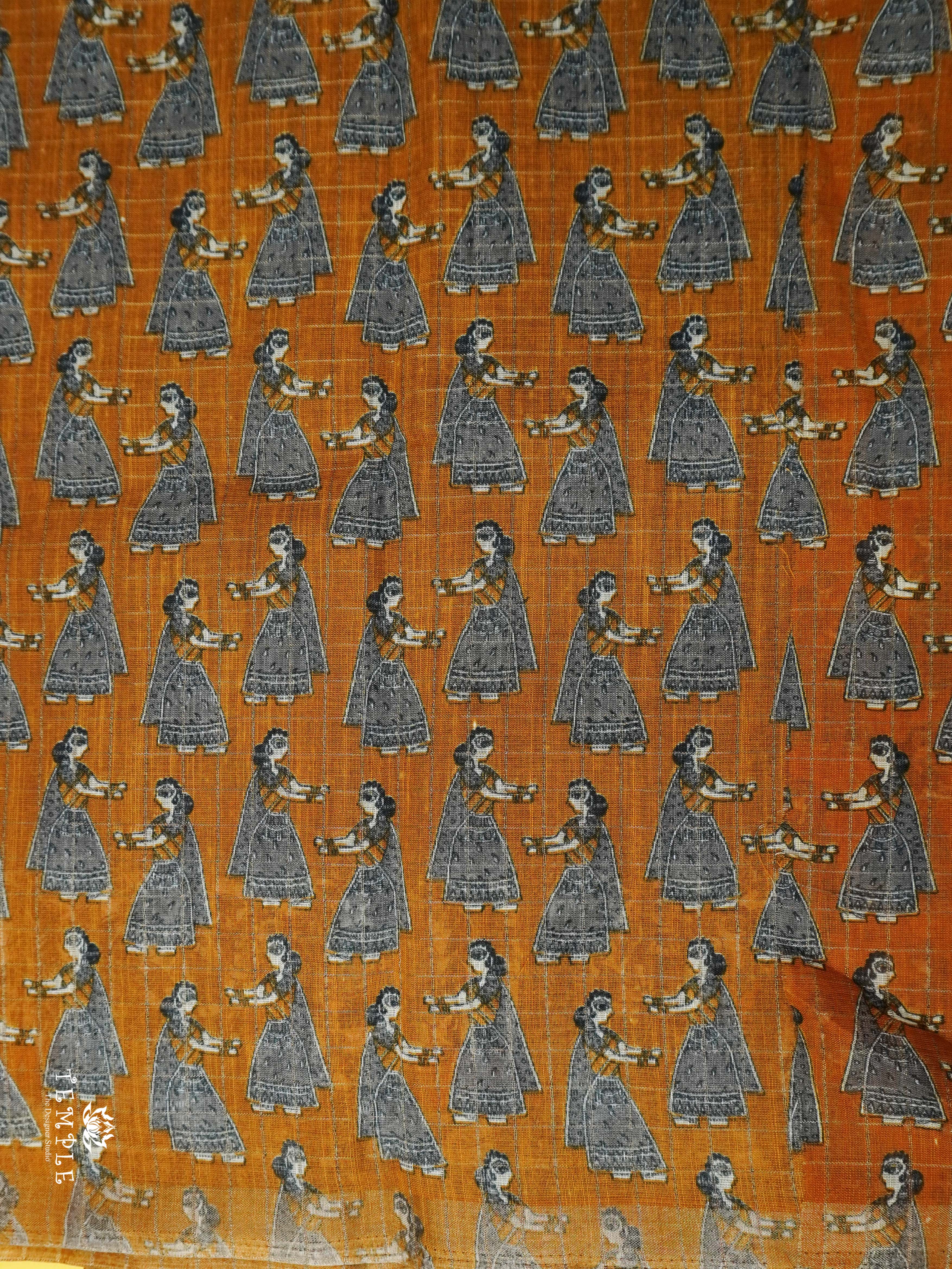 Linen Cotton Saree With Madhubani Prints | TTDS1921