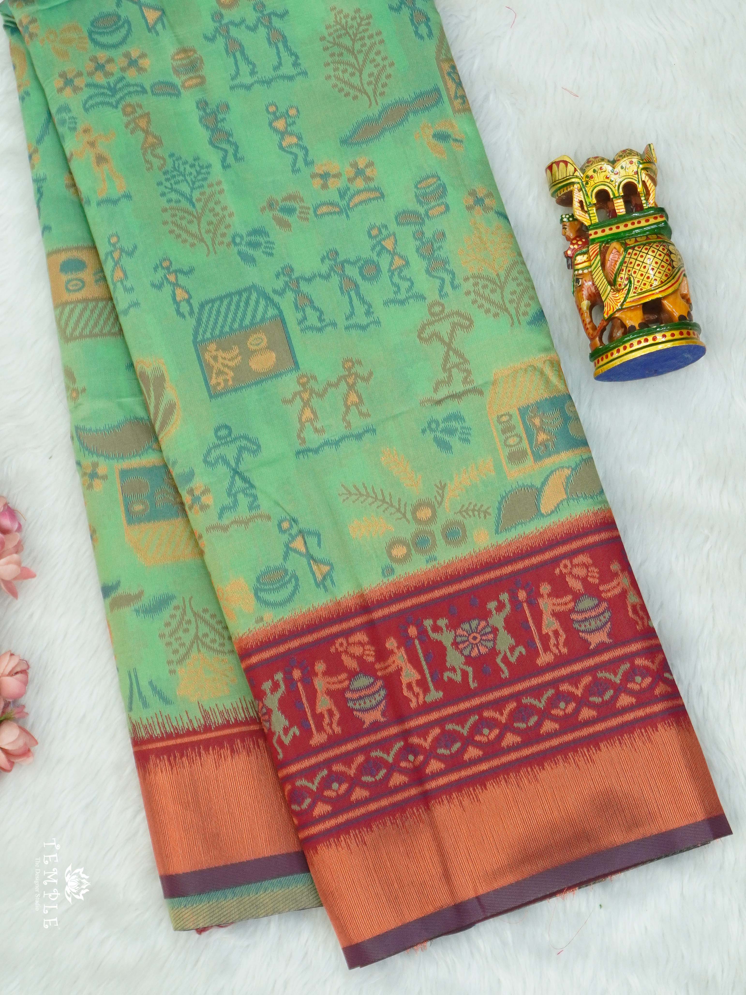 Warli Printed Art Silk Sarees | TTDS2570 | Design 3