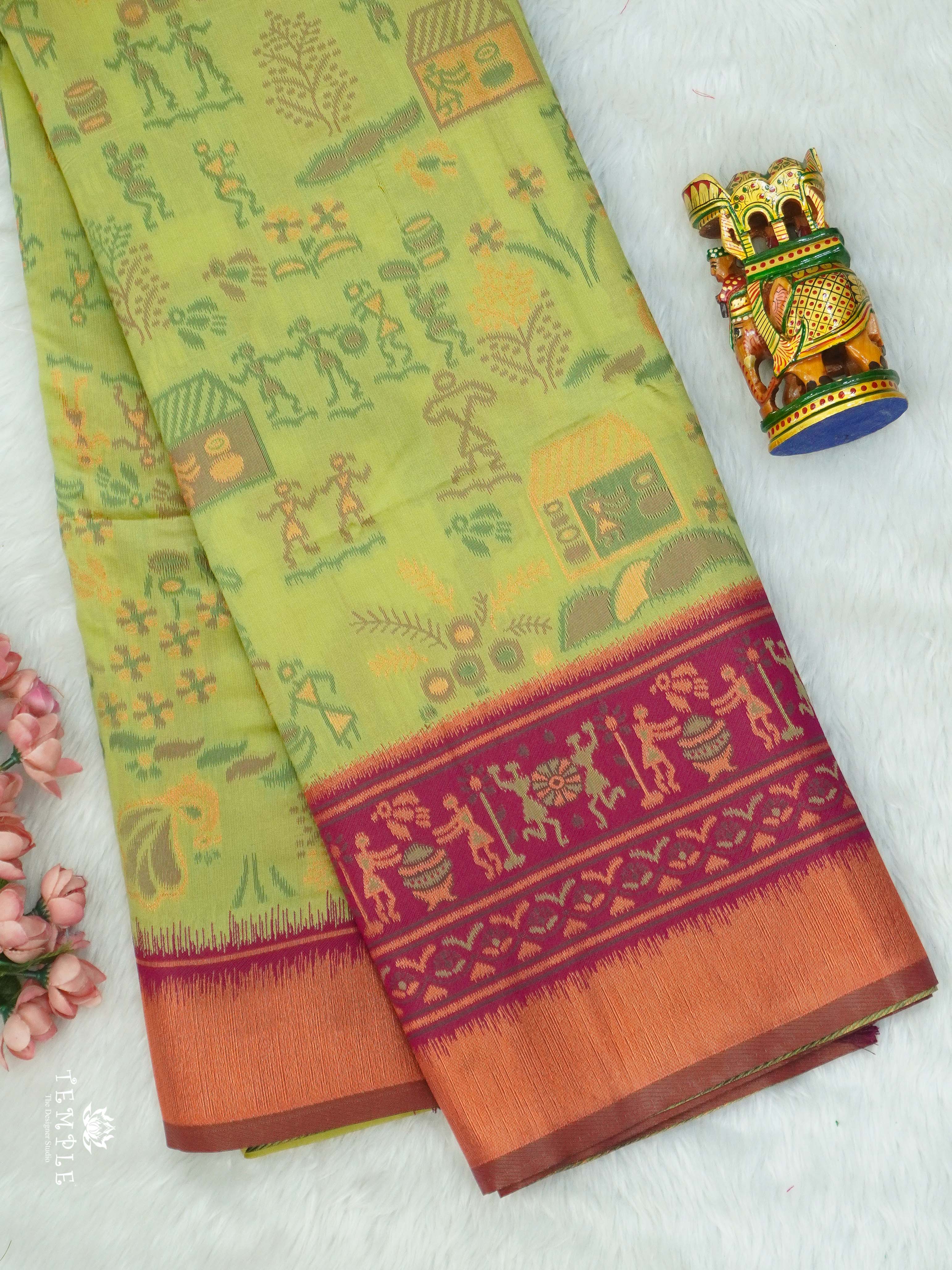 Warli Printed Art Silk Sarees | TTDS2570 | Design 3