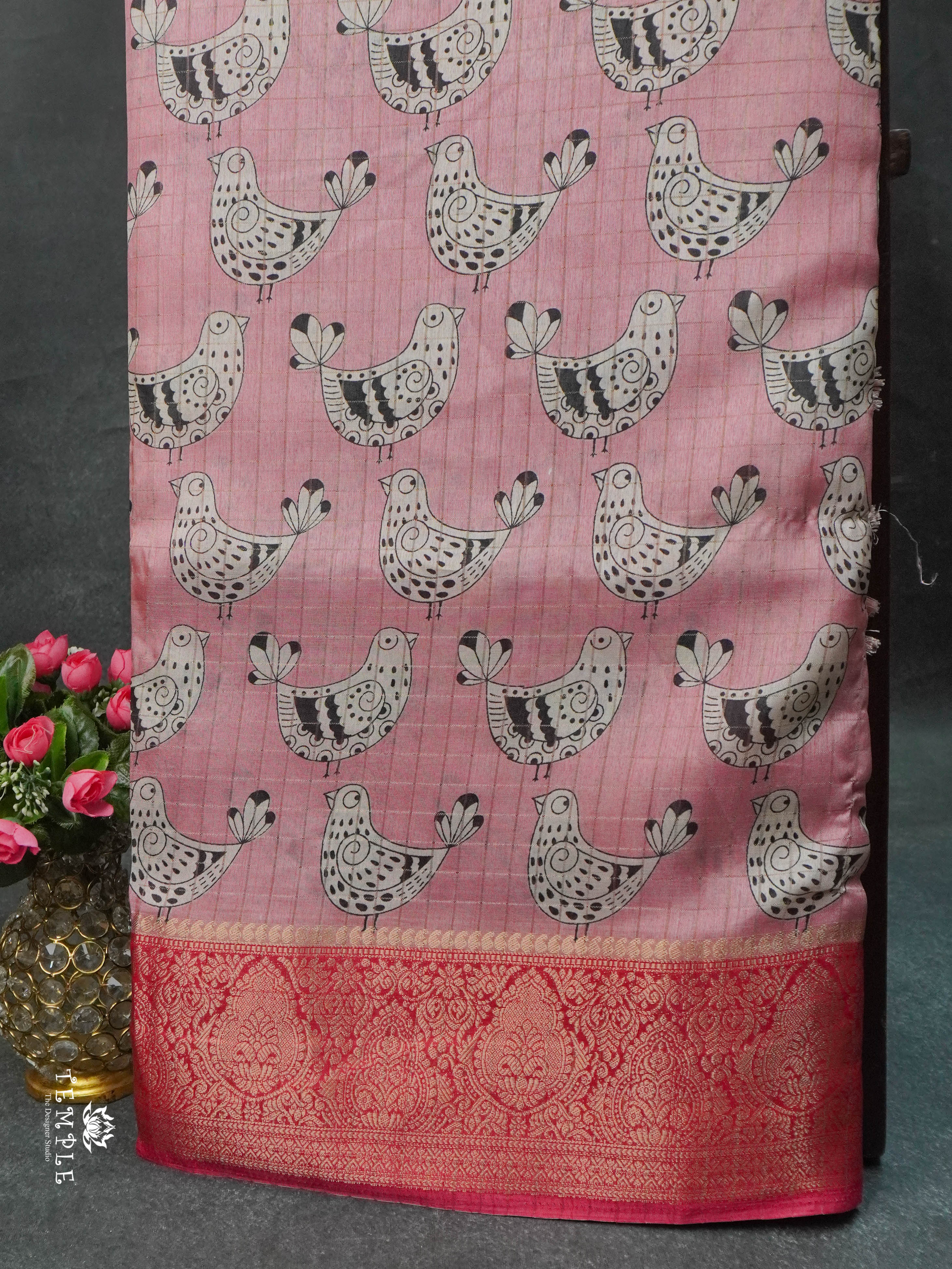 Printed Calcutta Checked Saree | TTDS1596 | Pongal Fest