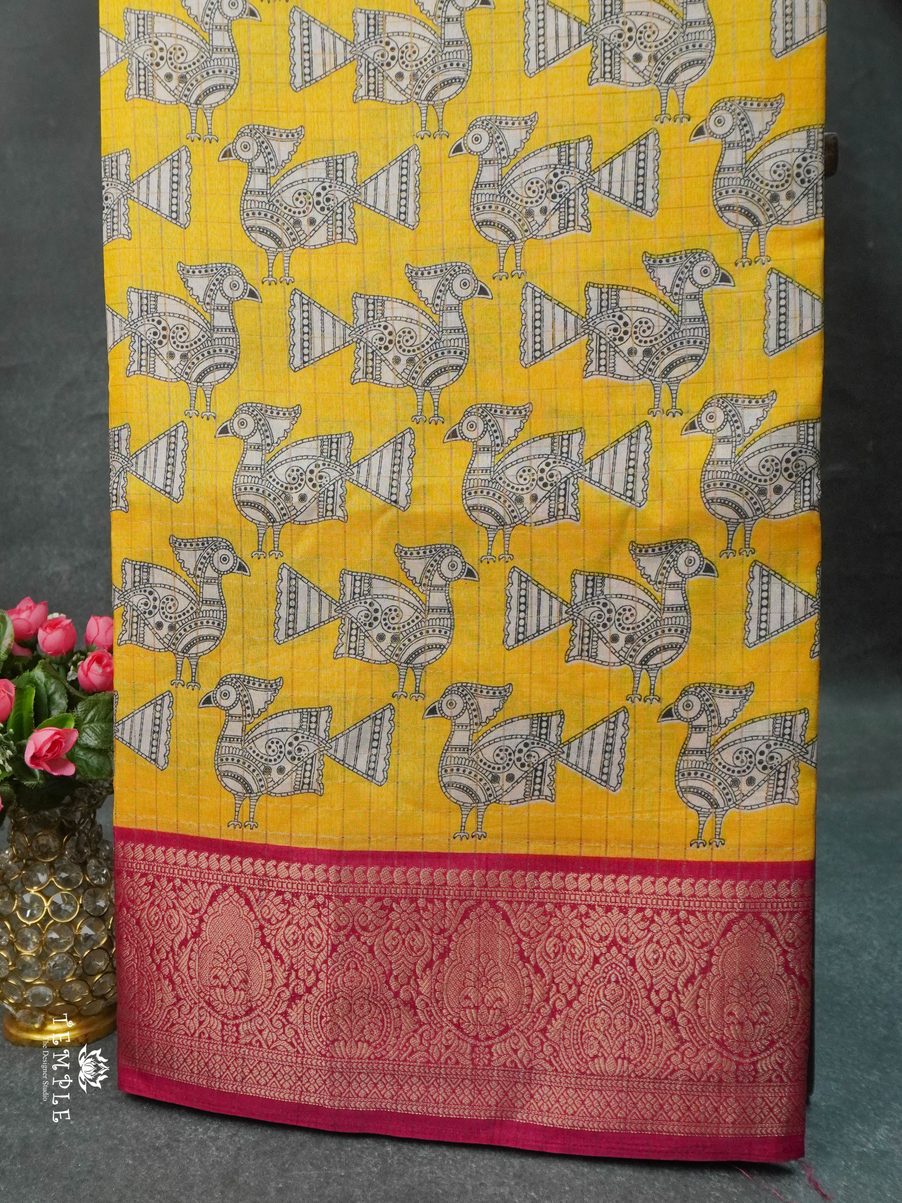 Printed Calcutta Checked Saree | TTDS1592 | Pongal Fest